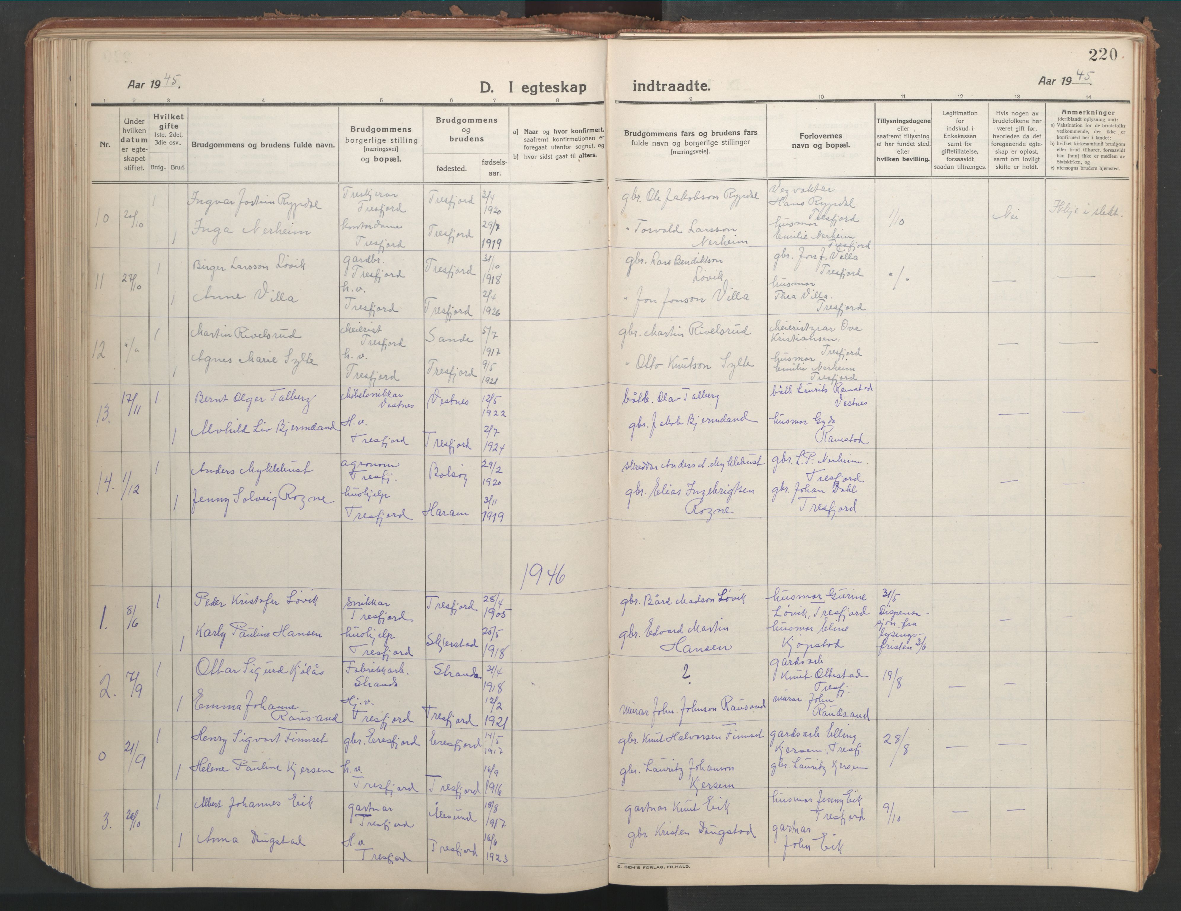 Ministerialprotokoller, klokkerbøker og fødselsregistre - Møre og Romsdal, AV/SAT-A-1454/541/L0548: Parish register (copy) no. 541C03, 1921-1960, p. 220