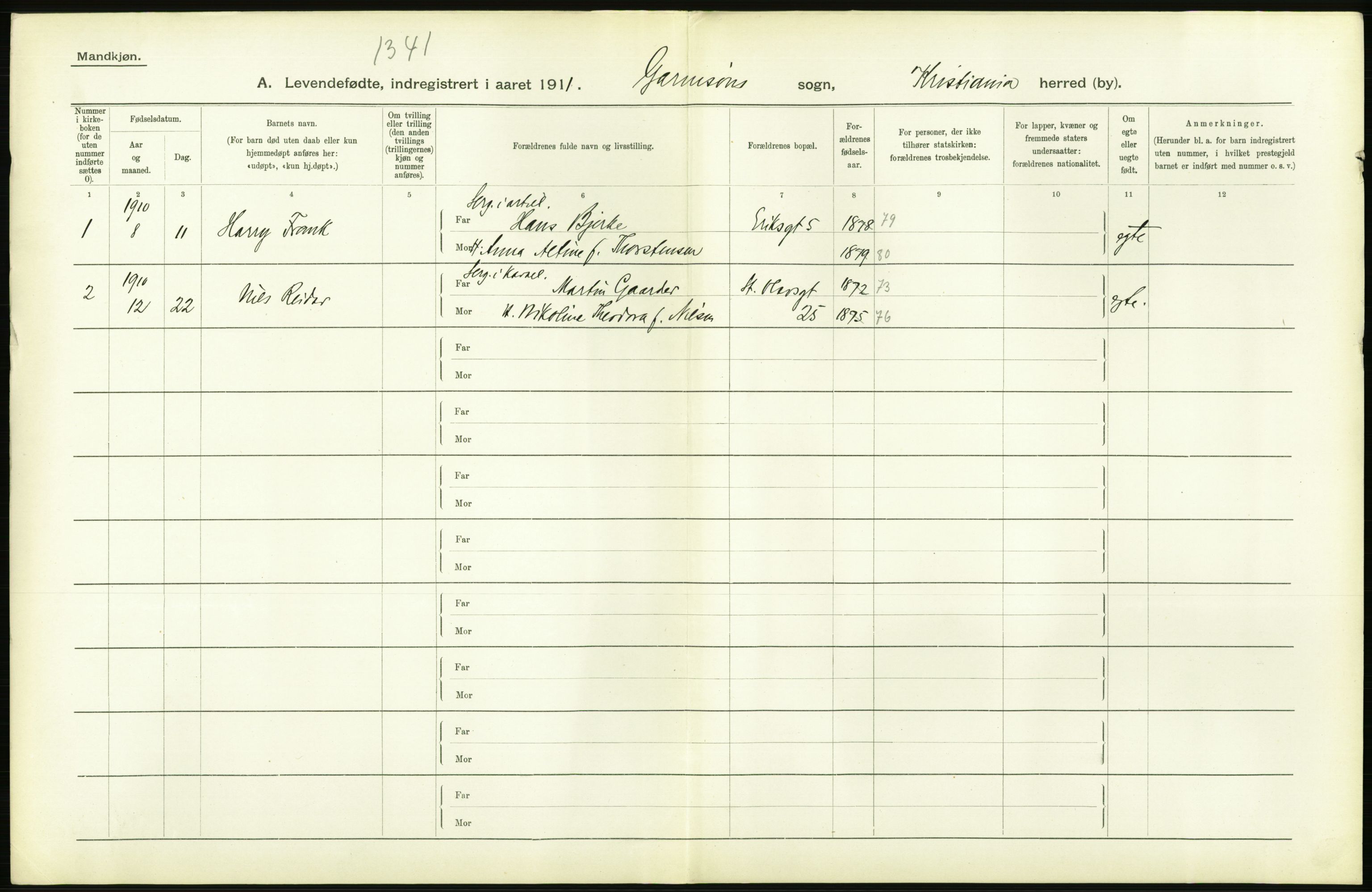 Statistisk sentralbyrå, Sosiodemografiske emner, Befolkning, AV/RA-S-2228/D/Df/Dfb/Dfba/L0006: Kristiania: Levendefødte menn., 1911, p. 616