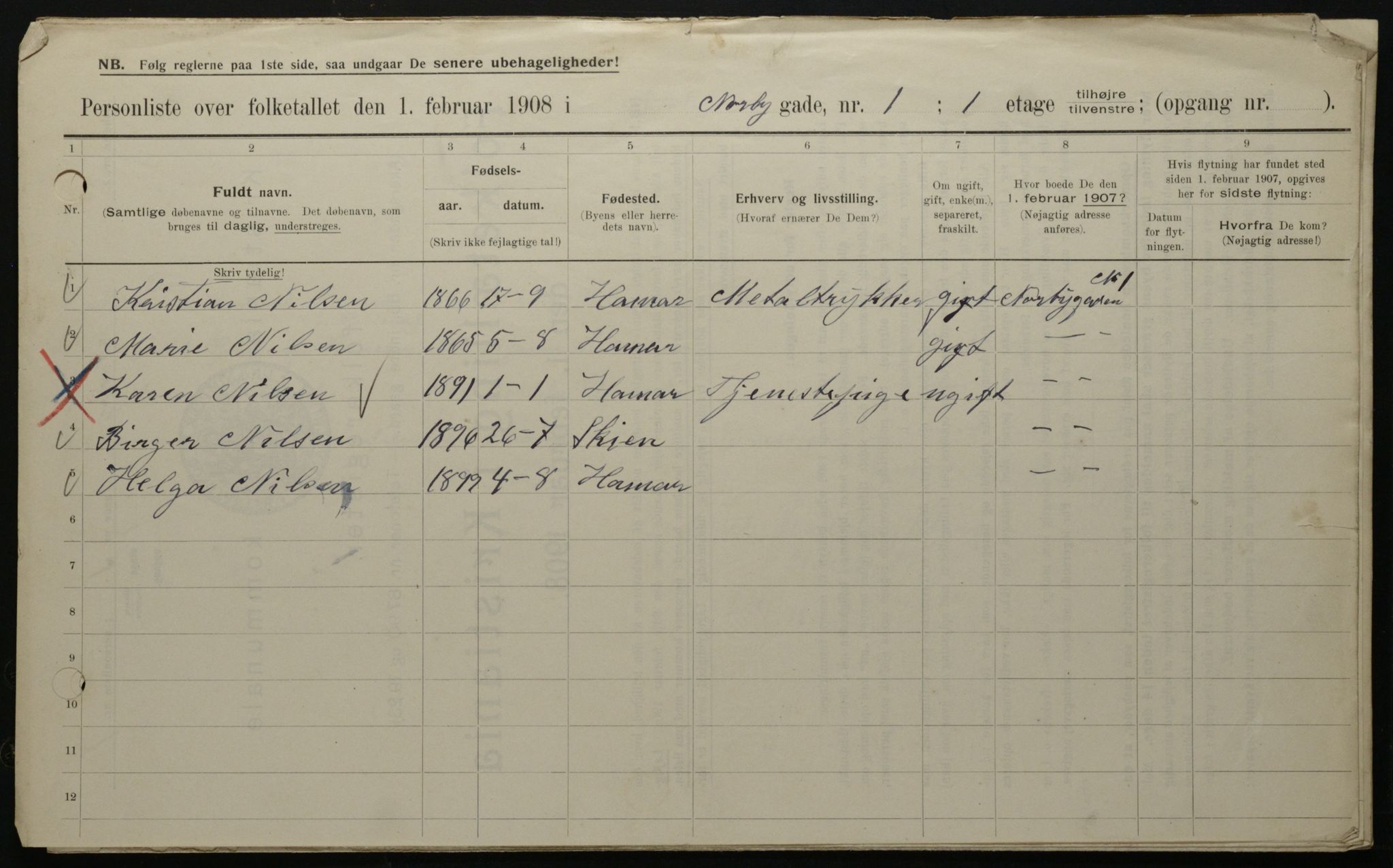 OBA, Municipal Census 1908 for Kristiania, 1908, p. 64092