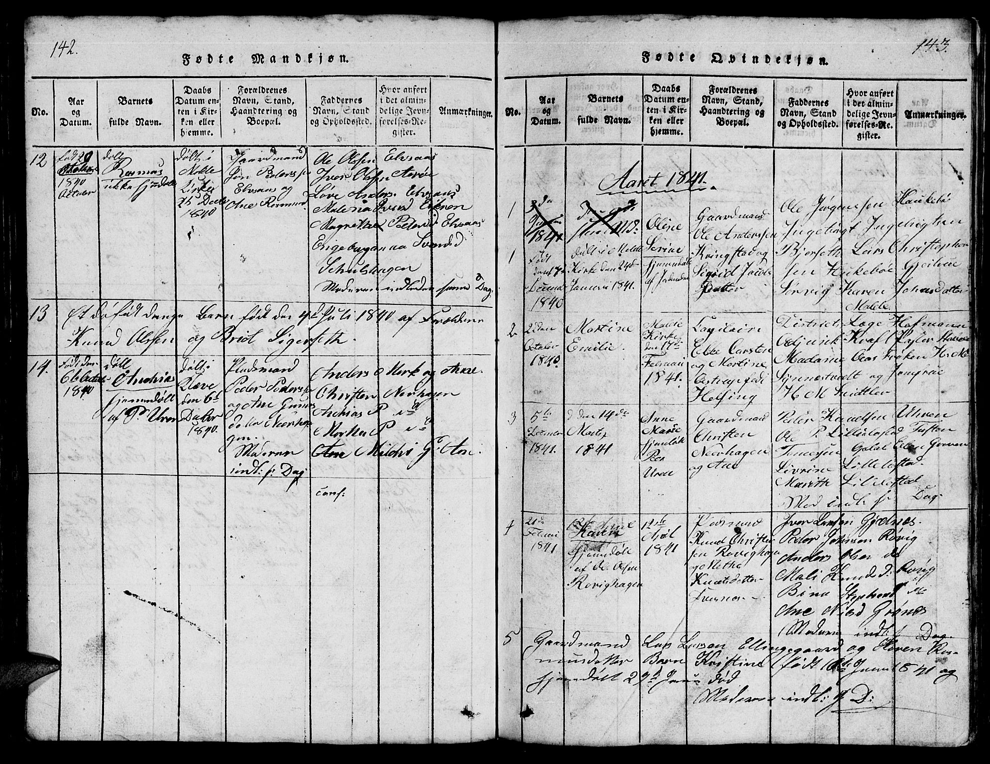 Ministerialprotokoller, klokkerbøker og fødselsregistre - Møre og Romsdal, AV/SAT-A-1454/555/L0665: Parish register (copy) no. 555C01, 1818-1868, p. 142-143