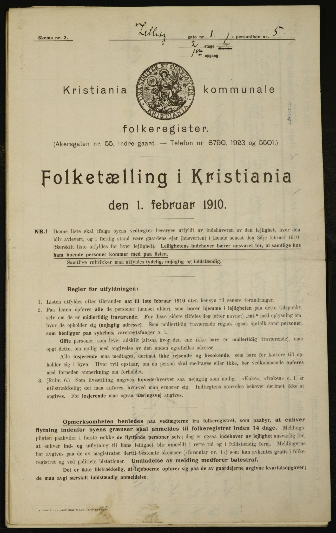 OBA, Municipal Census 1910 for Kristiania, 1910, p. 121933