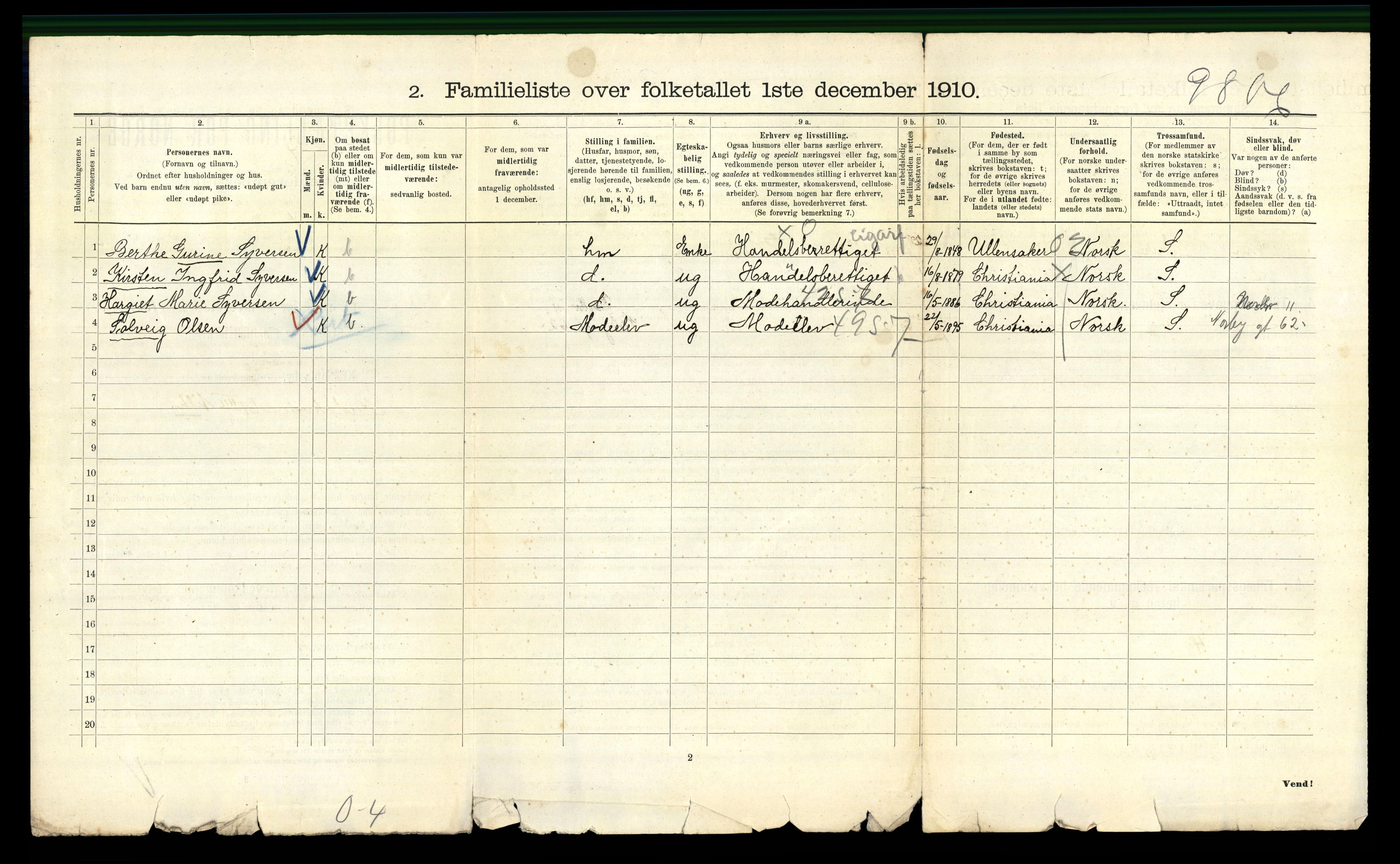 RA, 1910 census for Kristiania, 1910, p. 83096