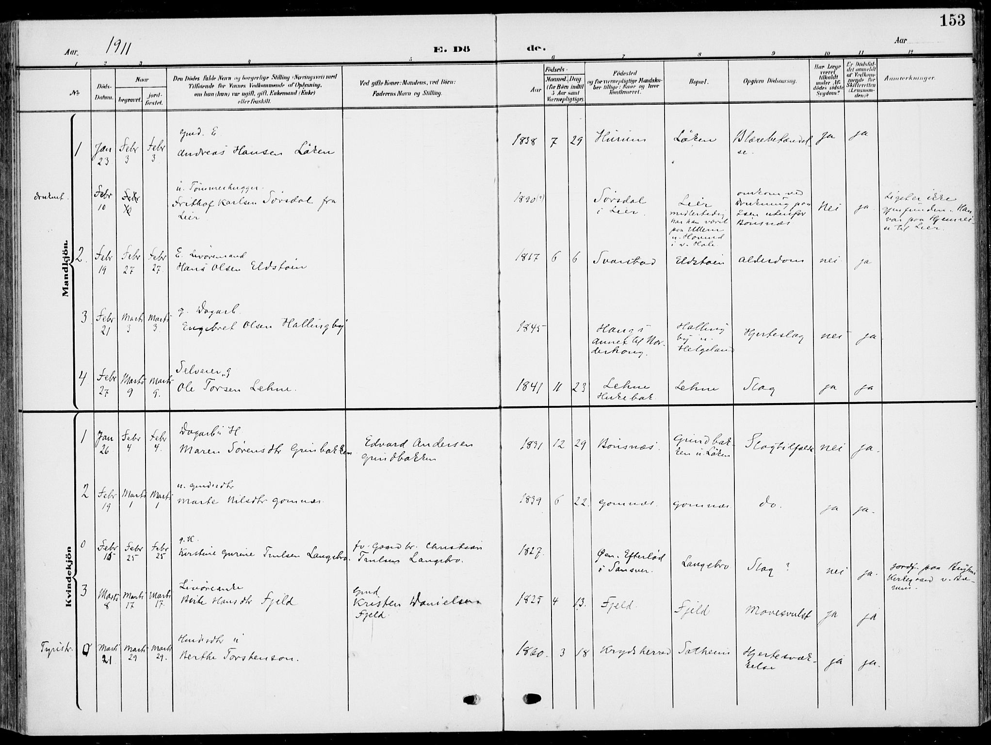 Hole kirkebøker, SAKO/A-228/F/Fa/L0010: Parish register (official) no. I 10, 1907-1917, p. 153