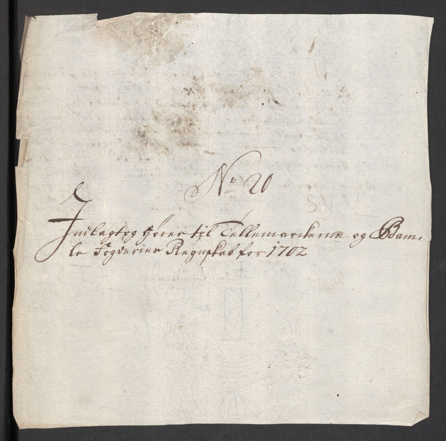 Rentekammeret inntil 1814, Reviderte regnskaper, Fogderegnskap, RA/EA-4092/R36/L2107: Fogderegnskap Øvre og Nedre Telemark og Bamble, 1702, p. 283