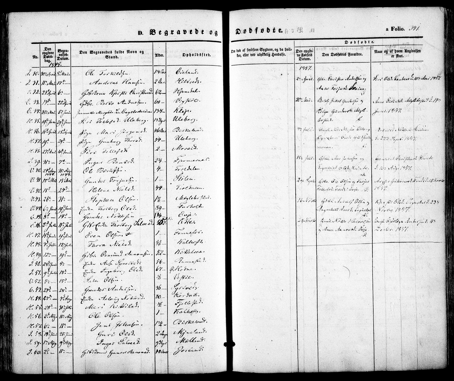 Evje sokneprestkontor, SAK/1111-0008/F/Fa/Faa/L0005: Parish register (official) no. A 5, 1843-1865, p. 342
