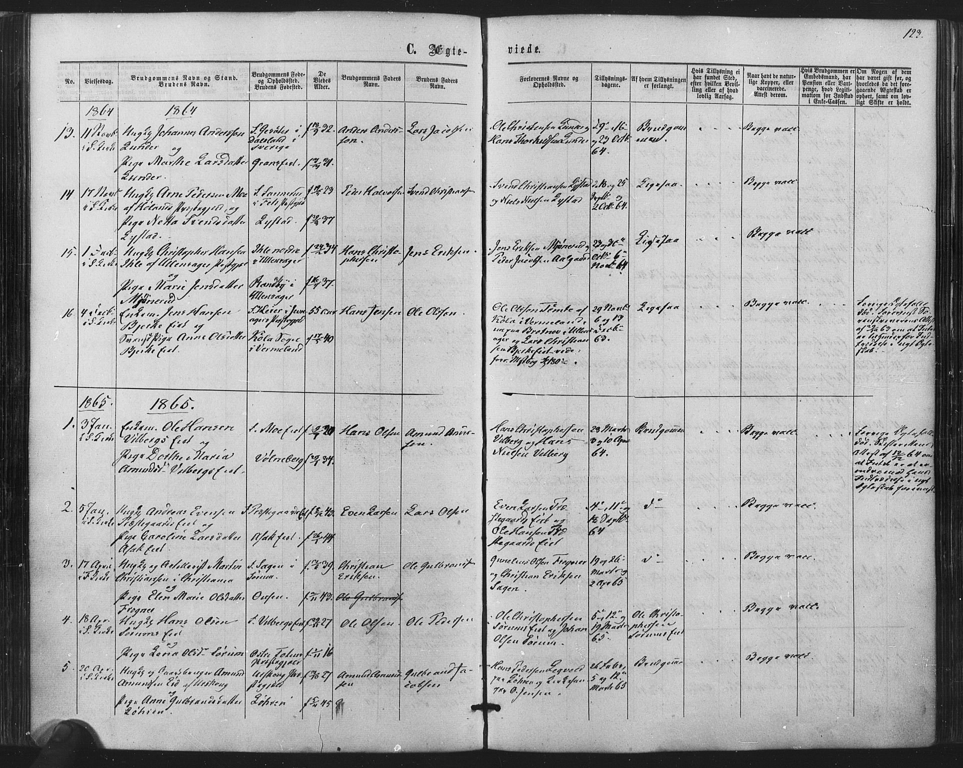 Sørum prestekontor Kirkebøker, SAO/A-10303/F/Fa/L0006: Parish register (official) no. I 6, 1864-1877, p. 123