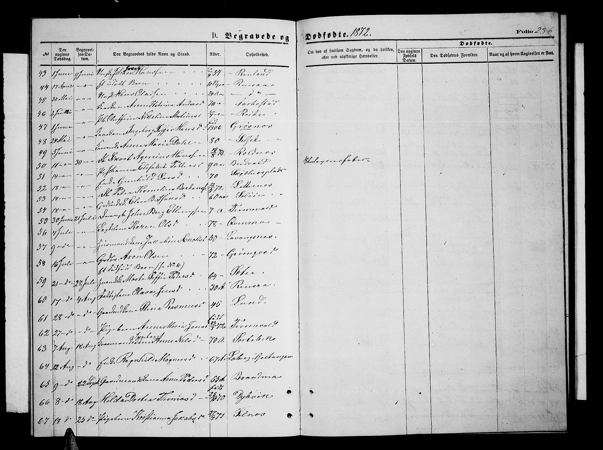 Ibestad sokneprestembete, AV/SATØ-S-0077/H/Ha/Hab/L0006klokker: Parish register (copy) no. 6, 1871-1879, p. 236