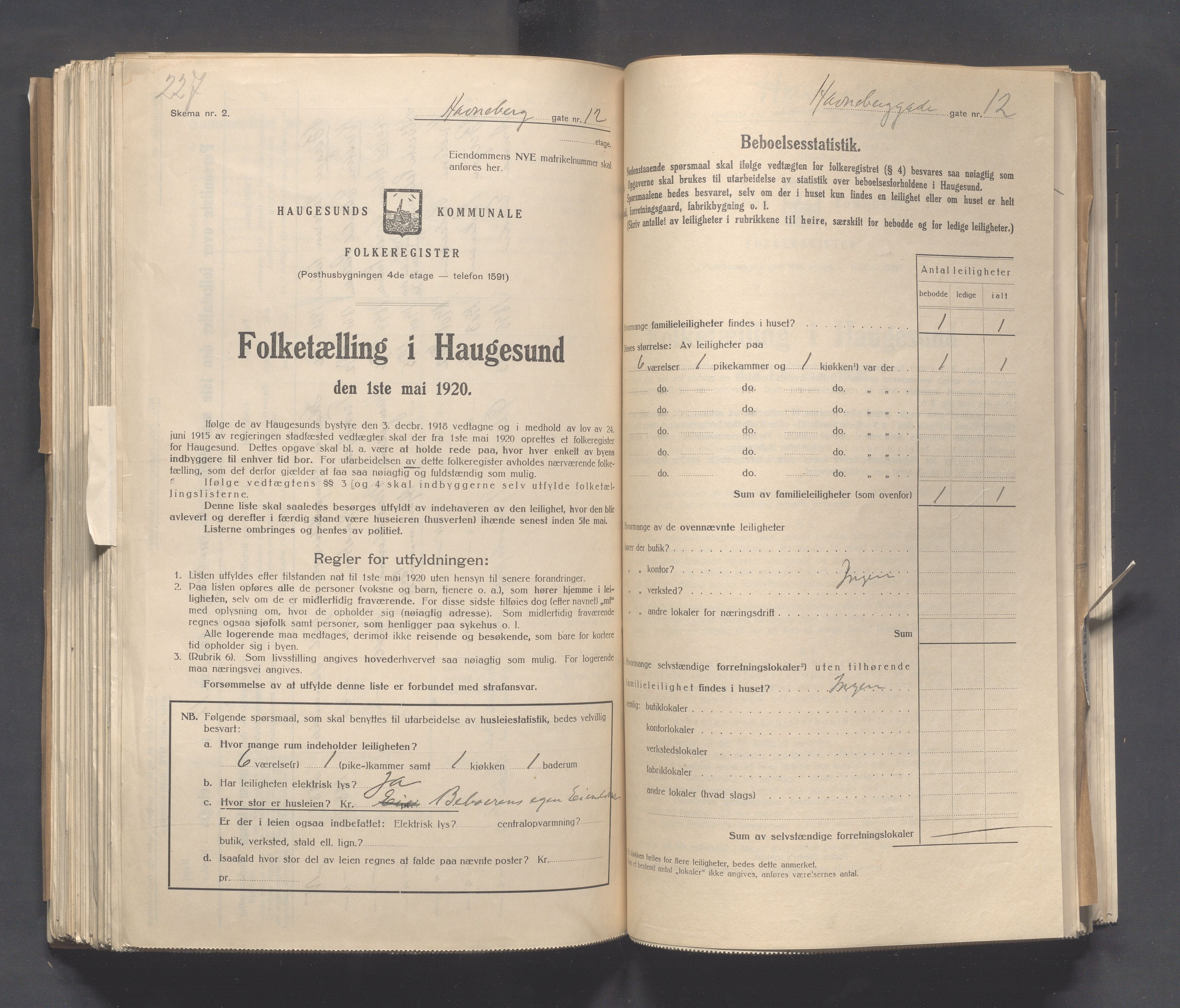 IKAR, Local census 1.5.1920 for Haugesund, 1920, p. 1388