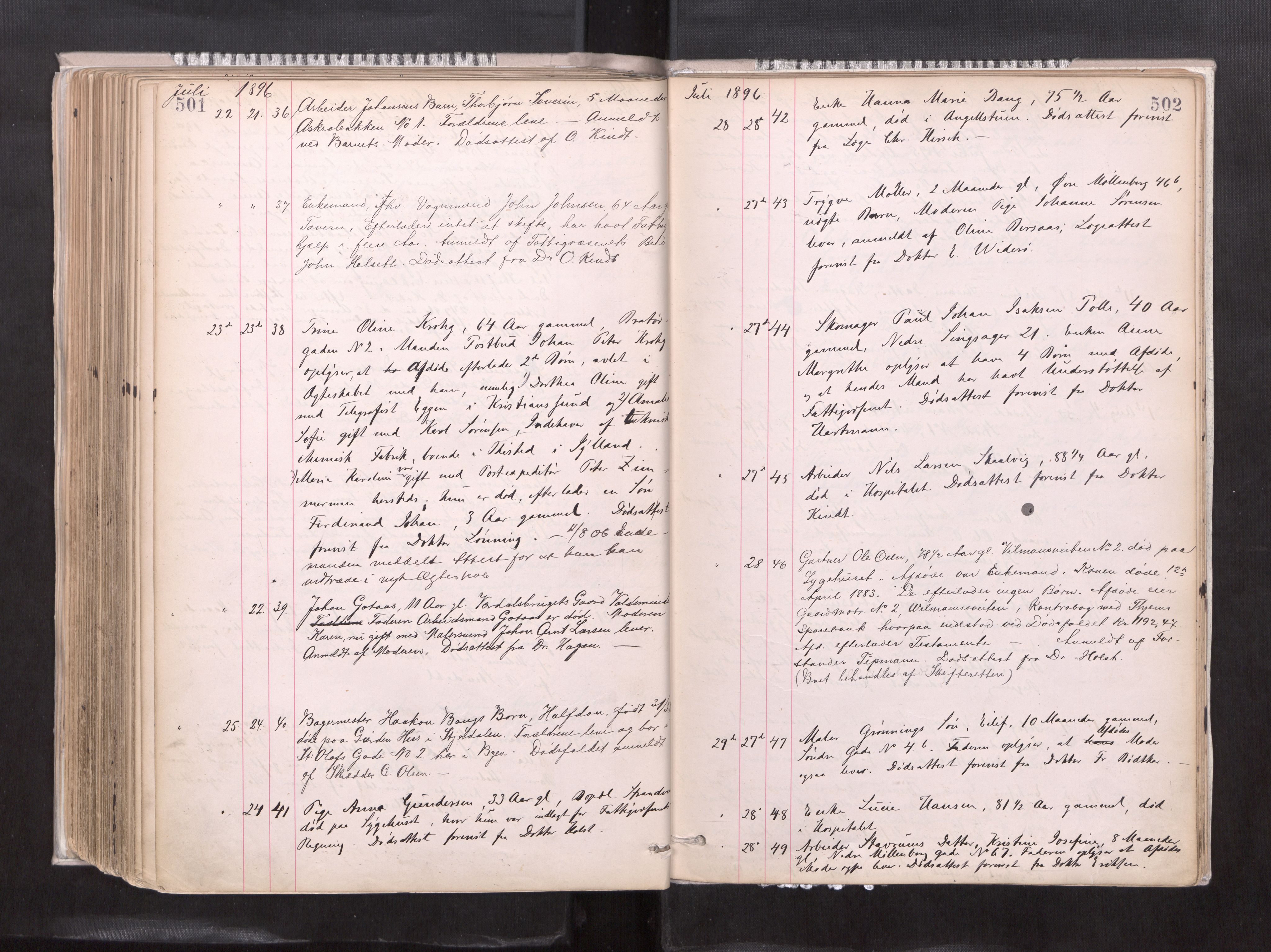 Trondheim byfogd, AV/SAT-A-0003/1/3/3L/L0004: Dødsanmeldelsesprotokoll, 1891-1897, p. 501-502