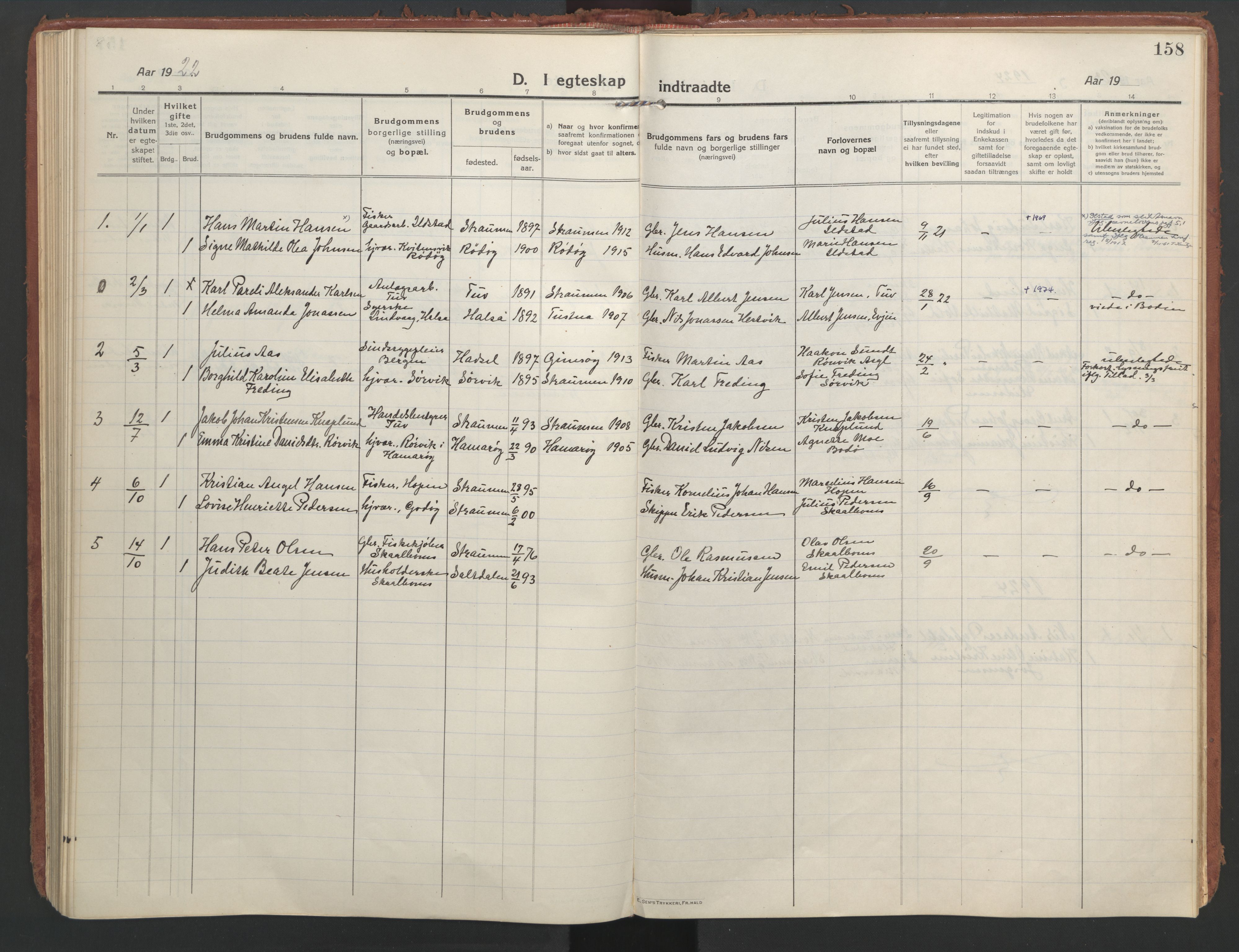Ministerialprotokoller, klokkerbøker og fødselsregistre - Nordland, SAT/A-1459/804/L0086: Parish register (official) no. 804A07, 1916-1935, p. 158