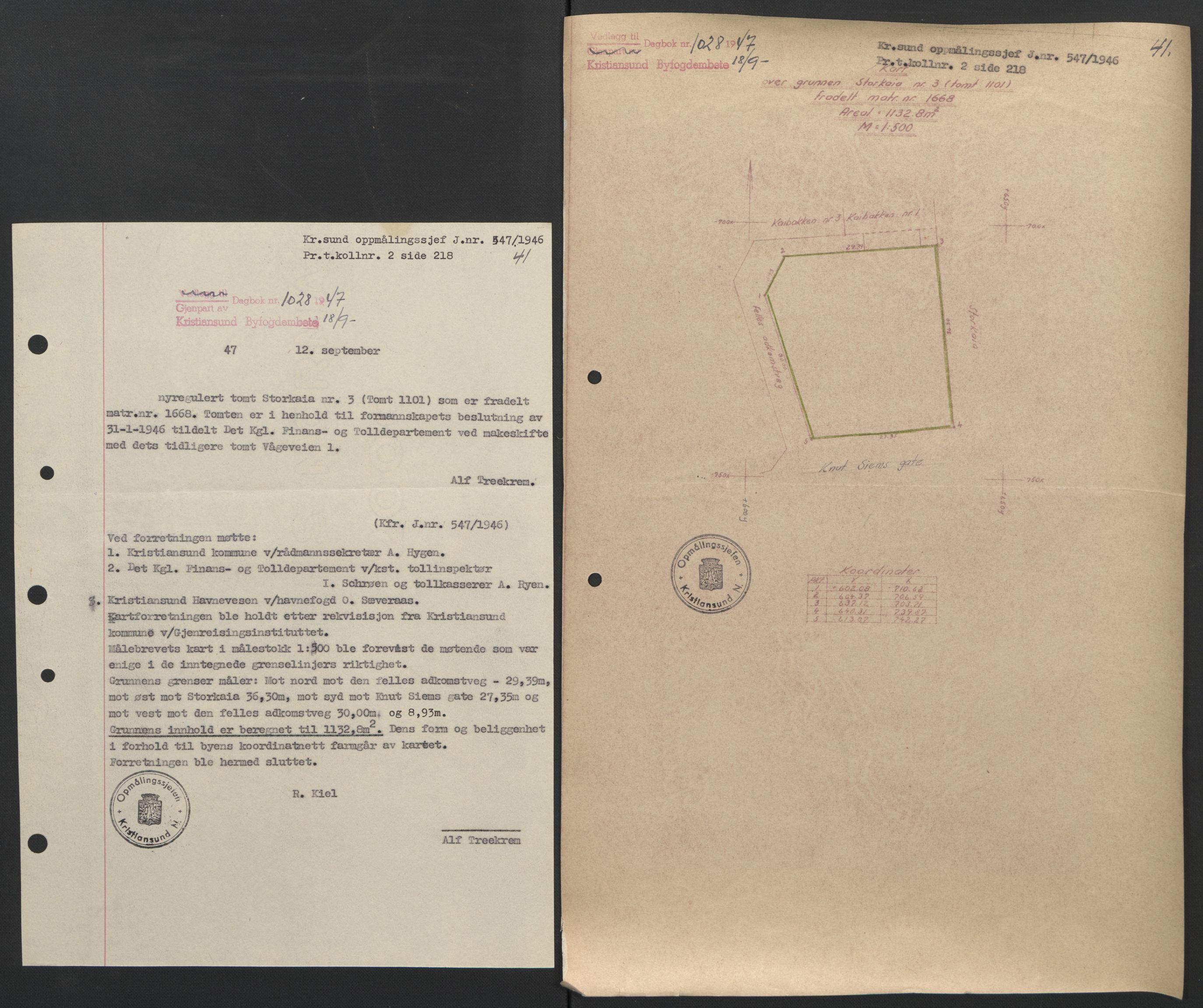 Kristiansund byfogd, AV/SAT-A-4587/A/27: Mortgage book no. 42, 1947-1950, Diary no: : 1028/1947