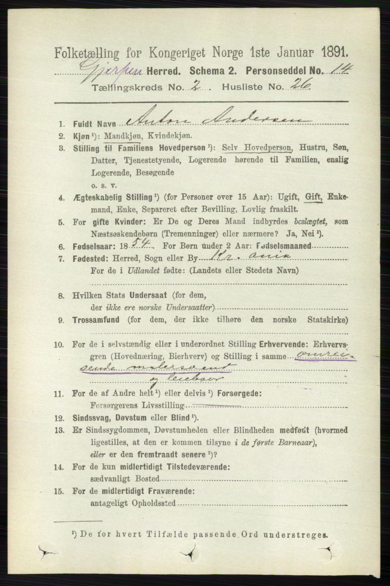 RA, 1891 census for 0812 Gjerpen, 1891, p. 940