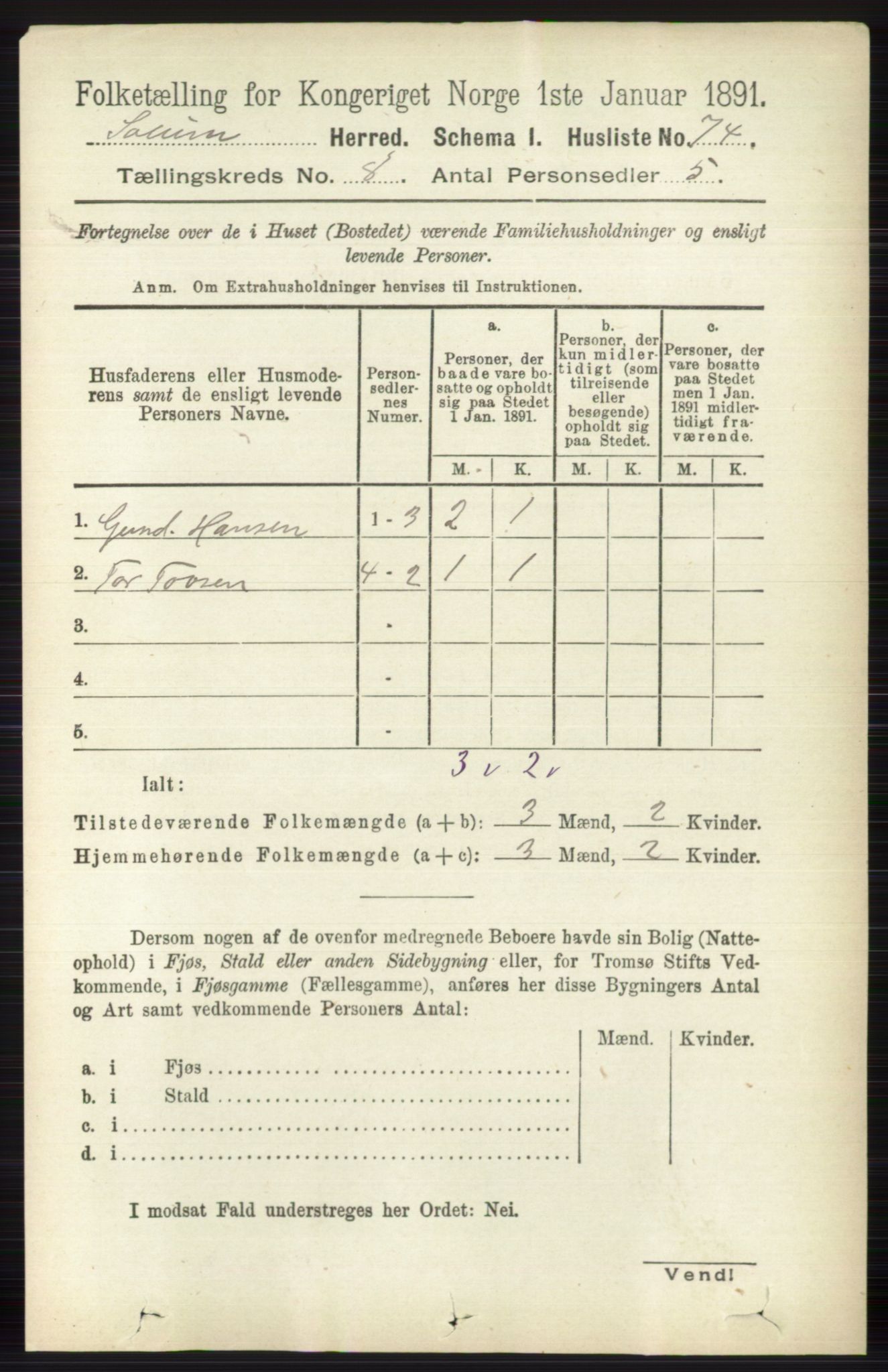 RA, 1891 census for 0818 Solum, 1891, p. 4101