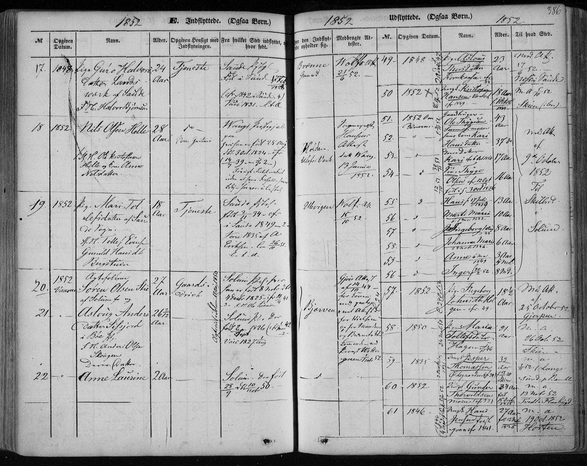 Holla kirkebøker, SAKO/A-272/F/Fa/L0005: Parish register (official) no. 5, 1849-1860, p. 386