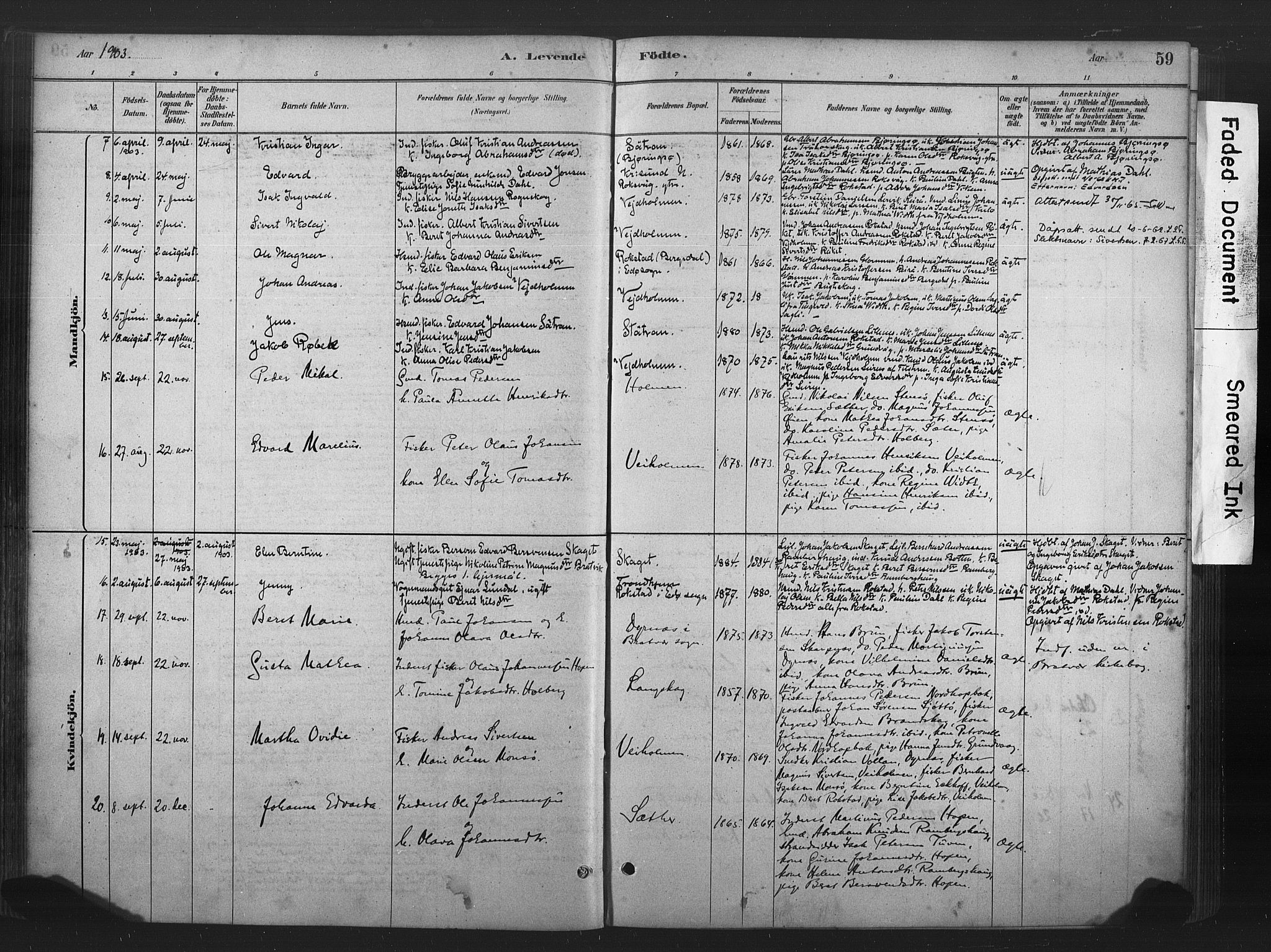 Ministerialprotokoller, klokkerbøker og fødselsregistre - Møre og Romsdal, AV/SAT-A-1454/583/L0954: Parish register (official) no. 583A01, 1880-1906, p. 59