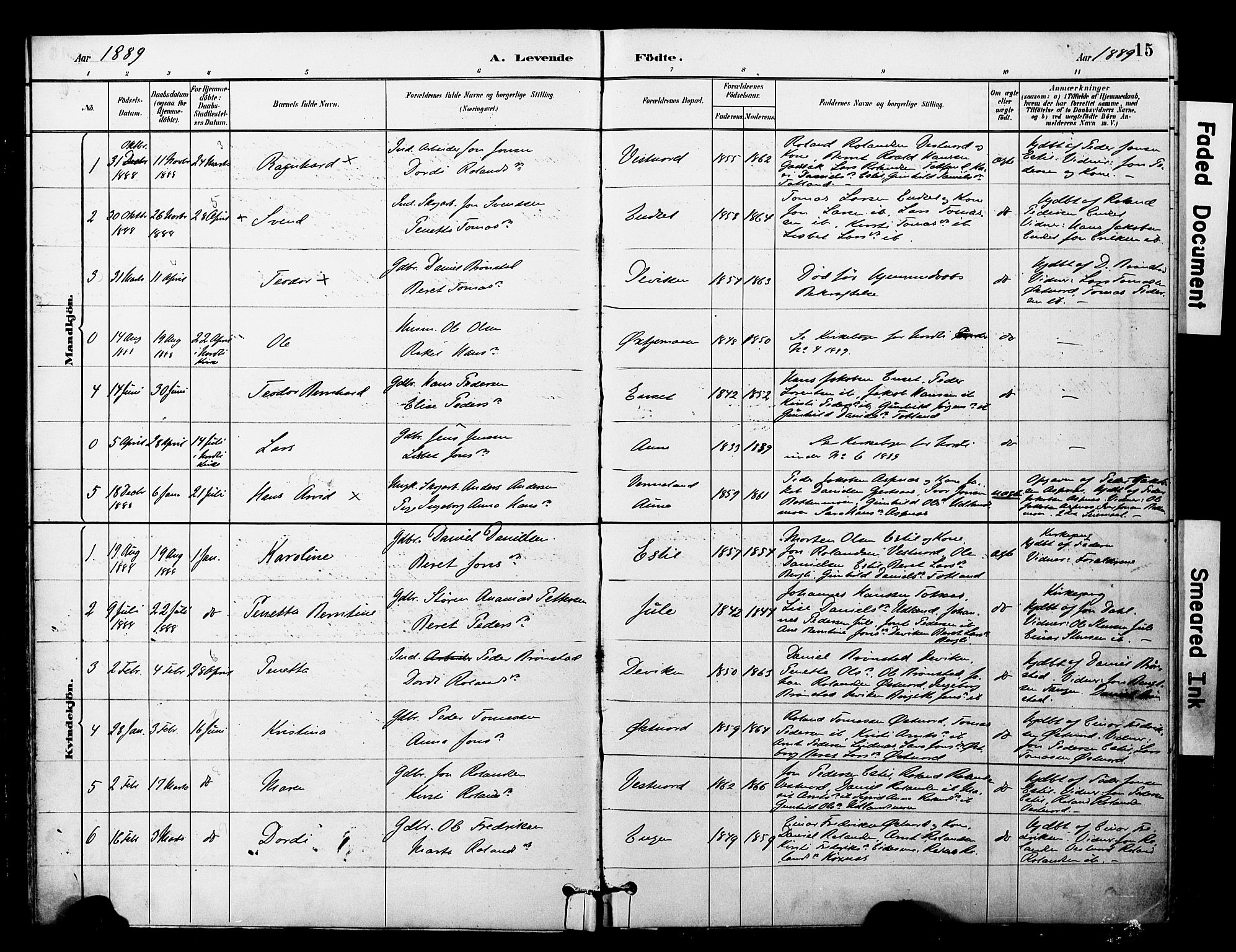 Ministerialprotokoller, klokkerbøker og fødselsregistre - Nord-Trøndelag, AV/SAT-A-1458/757/L0505: Parish register (official) no. 757A01, 1882-1904, p. 15