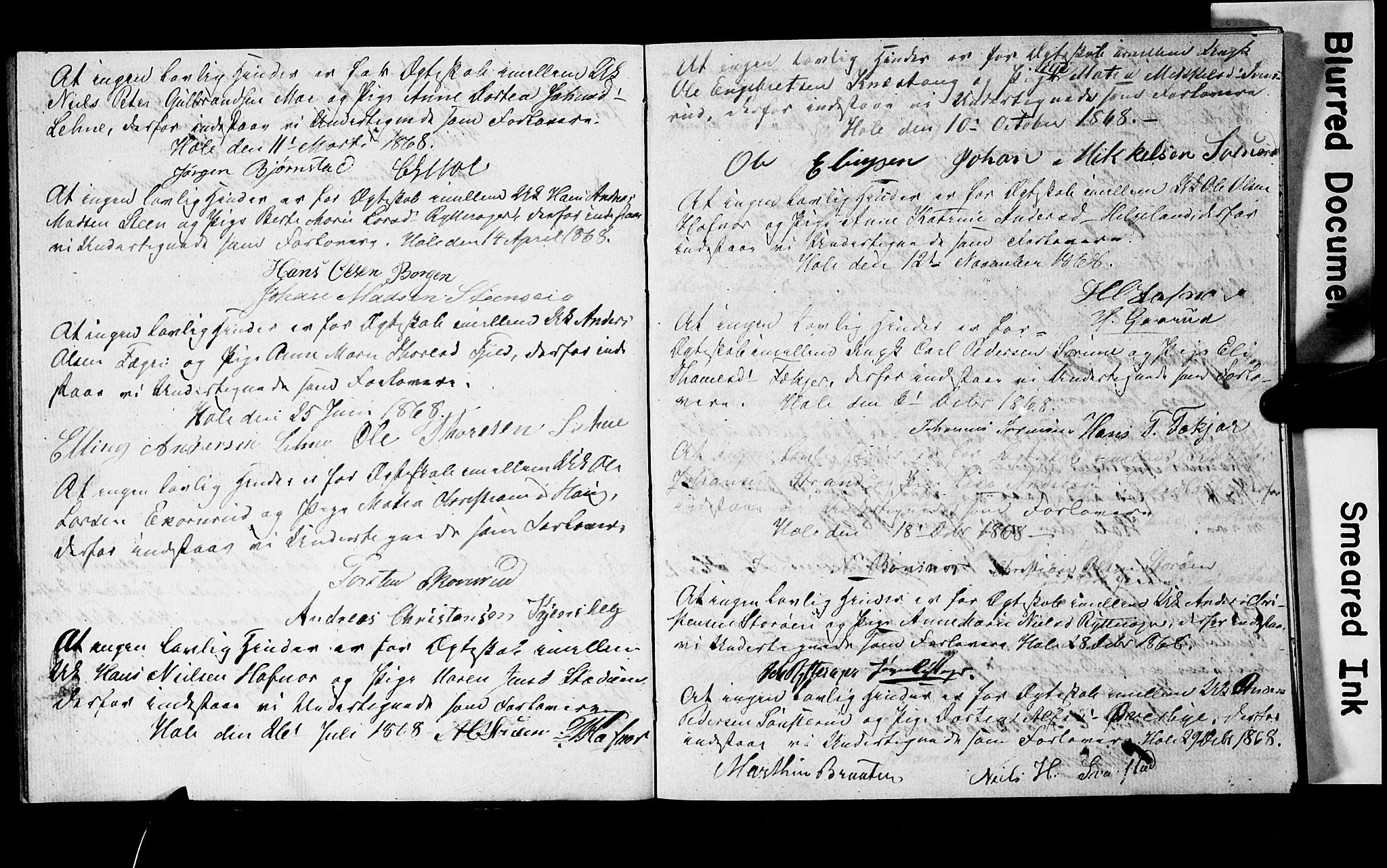 Hole kirkebøker, SAKO/A-228/H/Hb/L0001: Best man's statements no. 1, 1855-1904