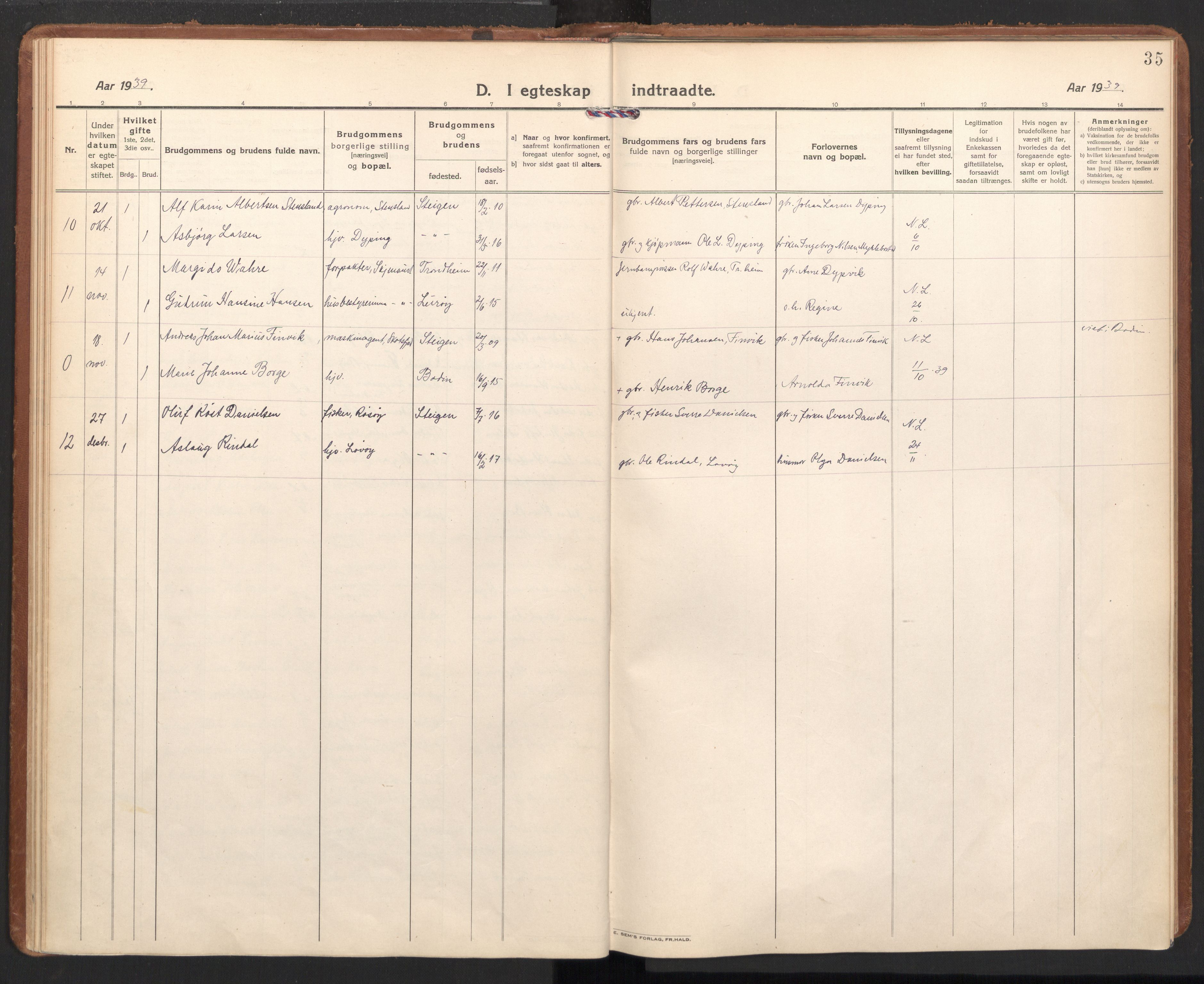 Ministerialprotokoller, klokkerbøker og fødselsregistre - Nordland, SAT/A-1459/855/L0809: Parish register (official) no. 855A18, 1921-1939, p. 35
