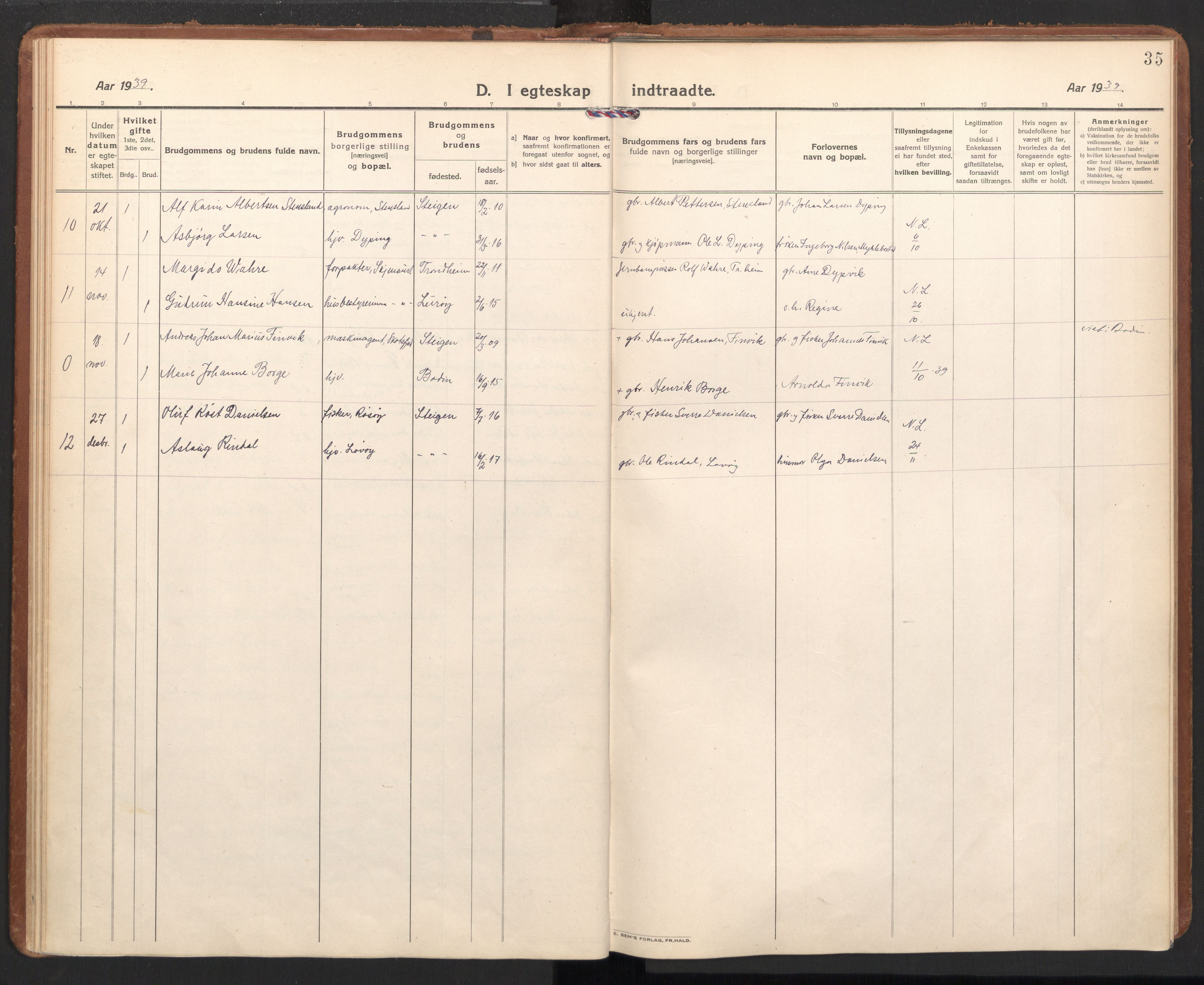 Ministerialprotokoller, klokkerbøker og fødselsregistre - Nordland, AV/SAT-A-1459/855/L0809: Parish register (official) no. 855A18, 1921-1939, p. 35