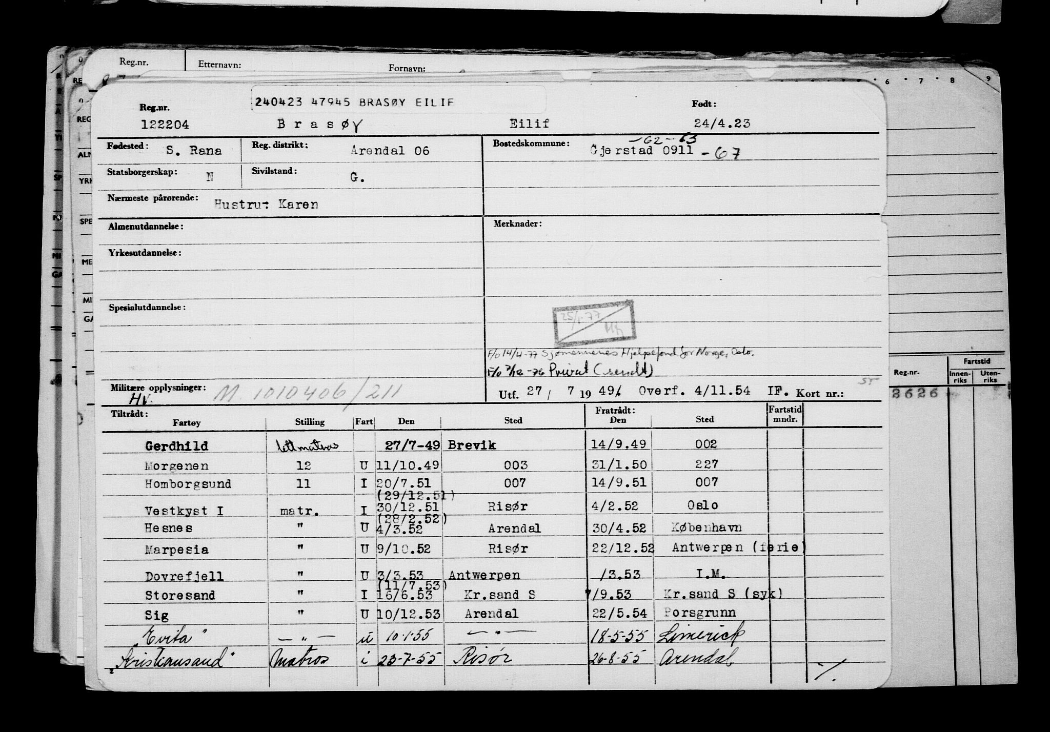 Direktoratet for sjømenn, RA/S-3545/G/Gb/L0218: Hovedkort, 1923, p. 268