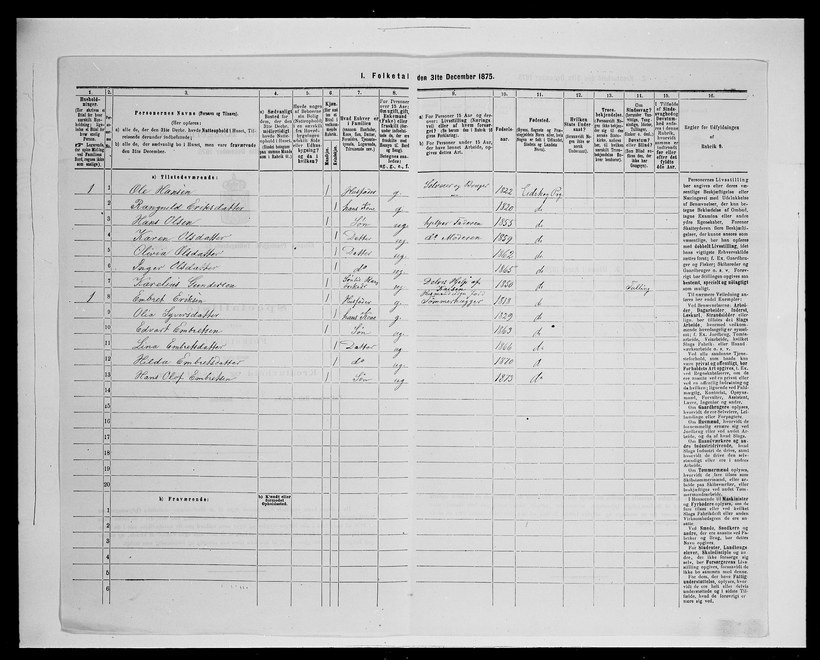 SAH, 1875 census for 0420P Eidskog, 1875, p. 673