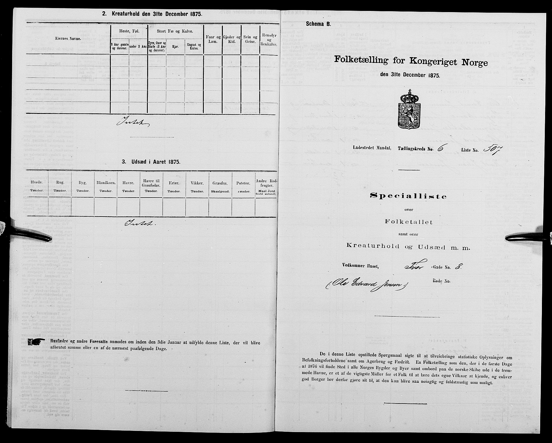 SAK, 1875 census for 1002B Mandal/Mandal, 1875, p. 1065