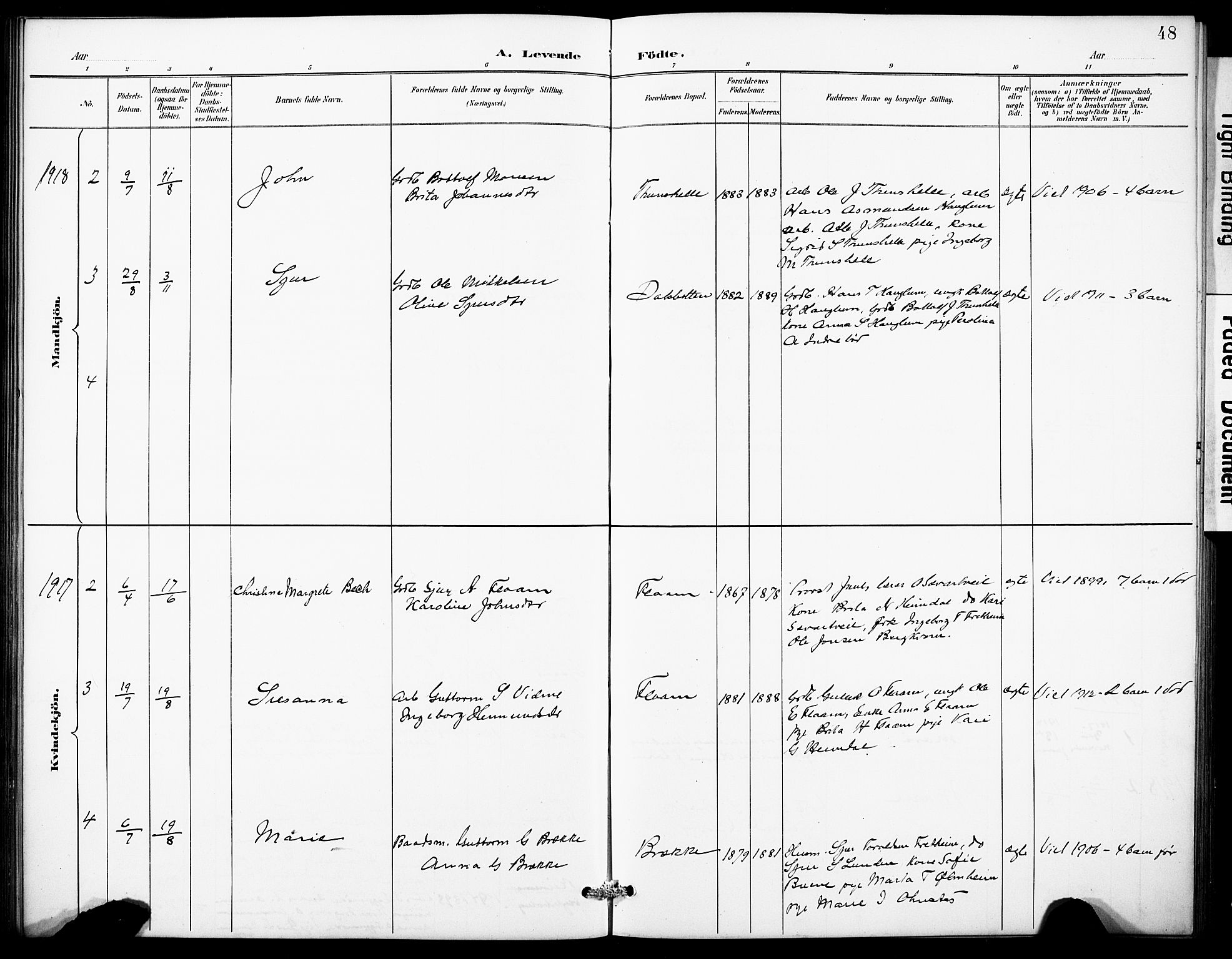 Aurland sokneprestembete, SAB/A-99937/H/Hb/Hbb/L0002: Parish register (copy) no. B 2, 1887-1929, p. 48