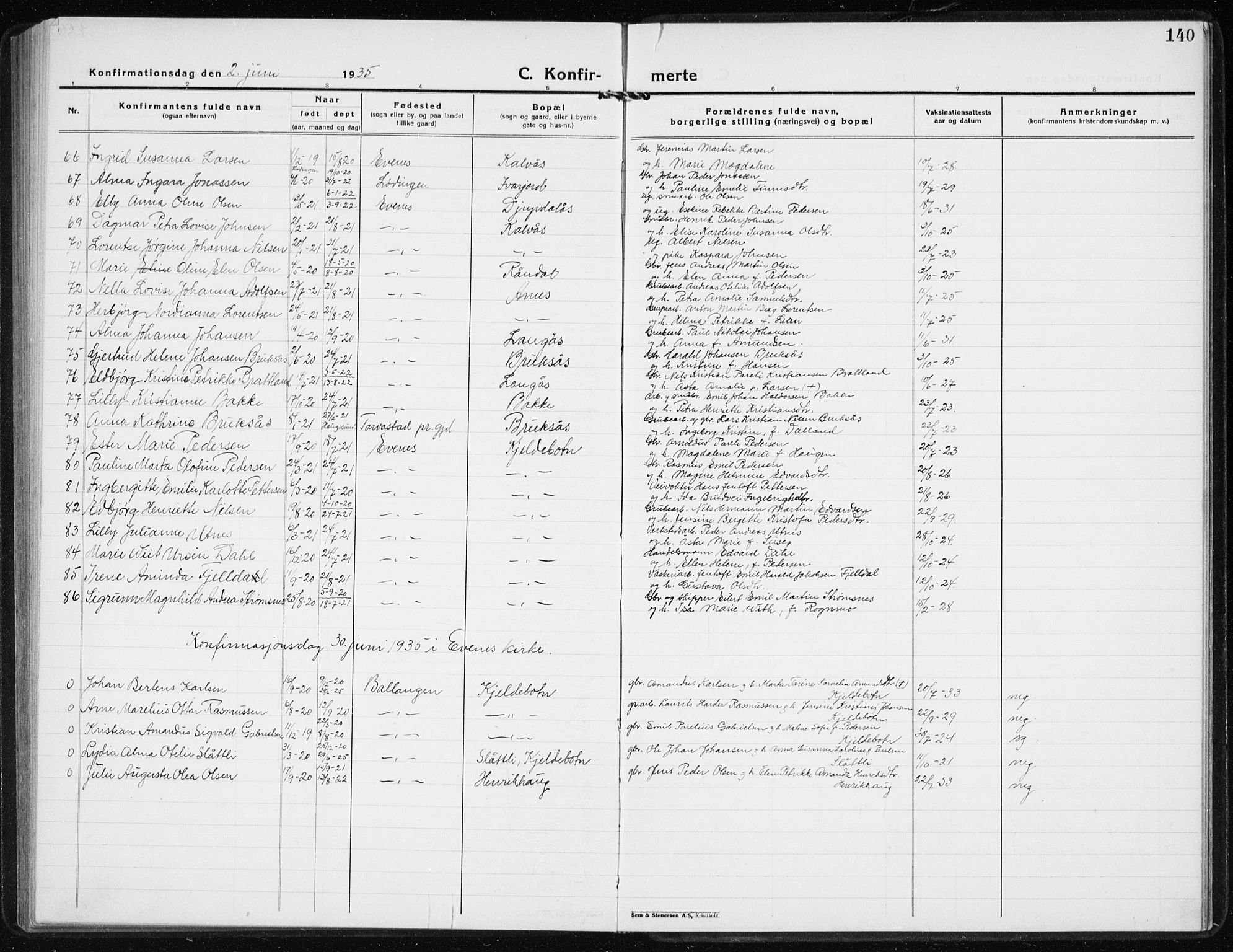 Ministerialprotokoller, klokkerbøker og fødselsregistre - Nordland, AV/SAT-A-1459/869/L0975: Parish register (copy) no. 869C01, 1923-1939, p. 140