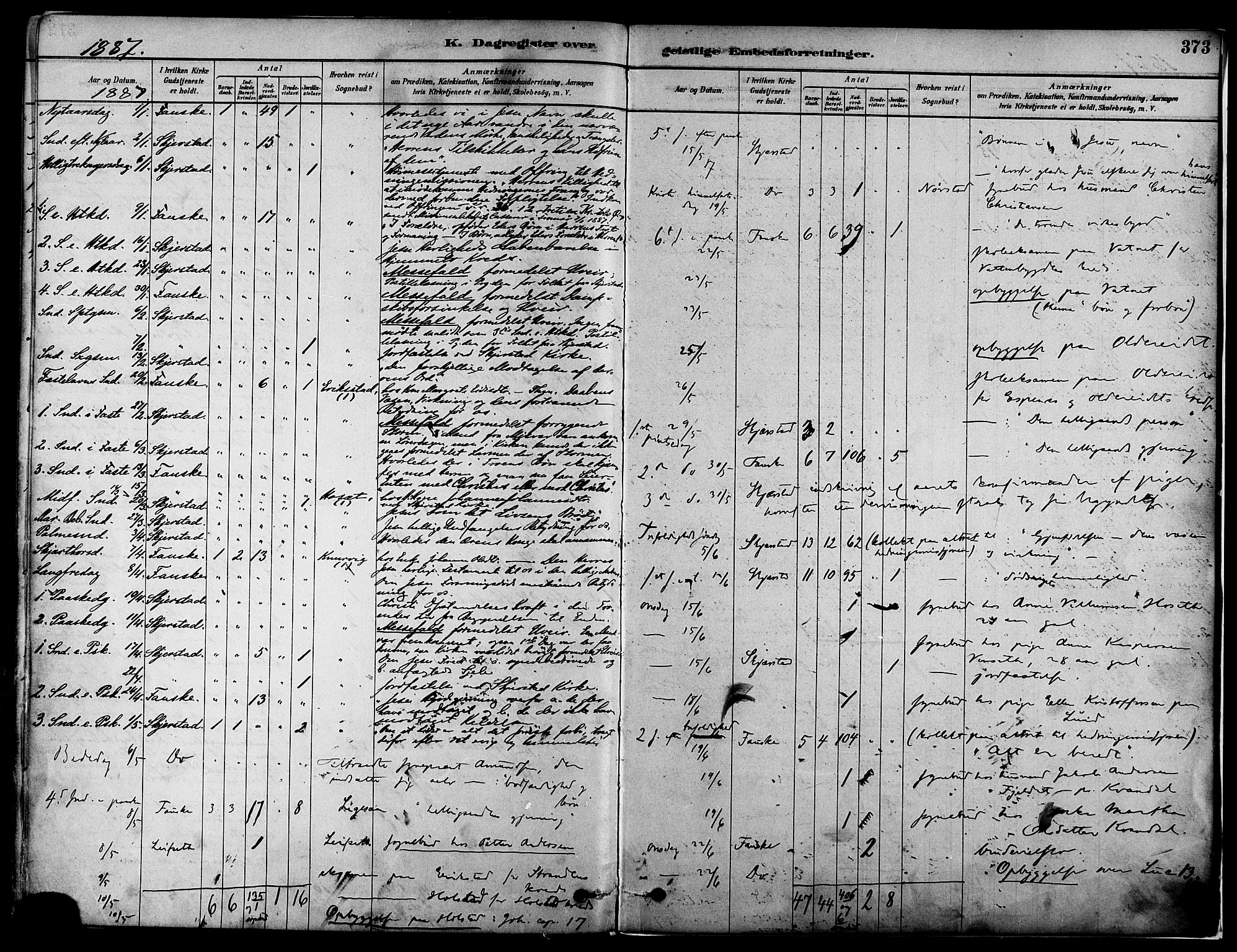Ministerialprotokoller, klokkerbøker og fødselsregistre - Nordland, SAT/A-1459/852/L0740: Parish register (official) no. 852A10, 1878-1894, p. 373