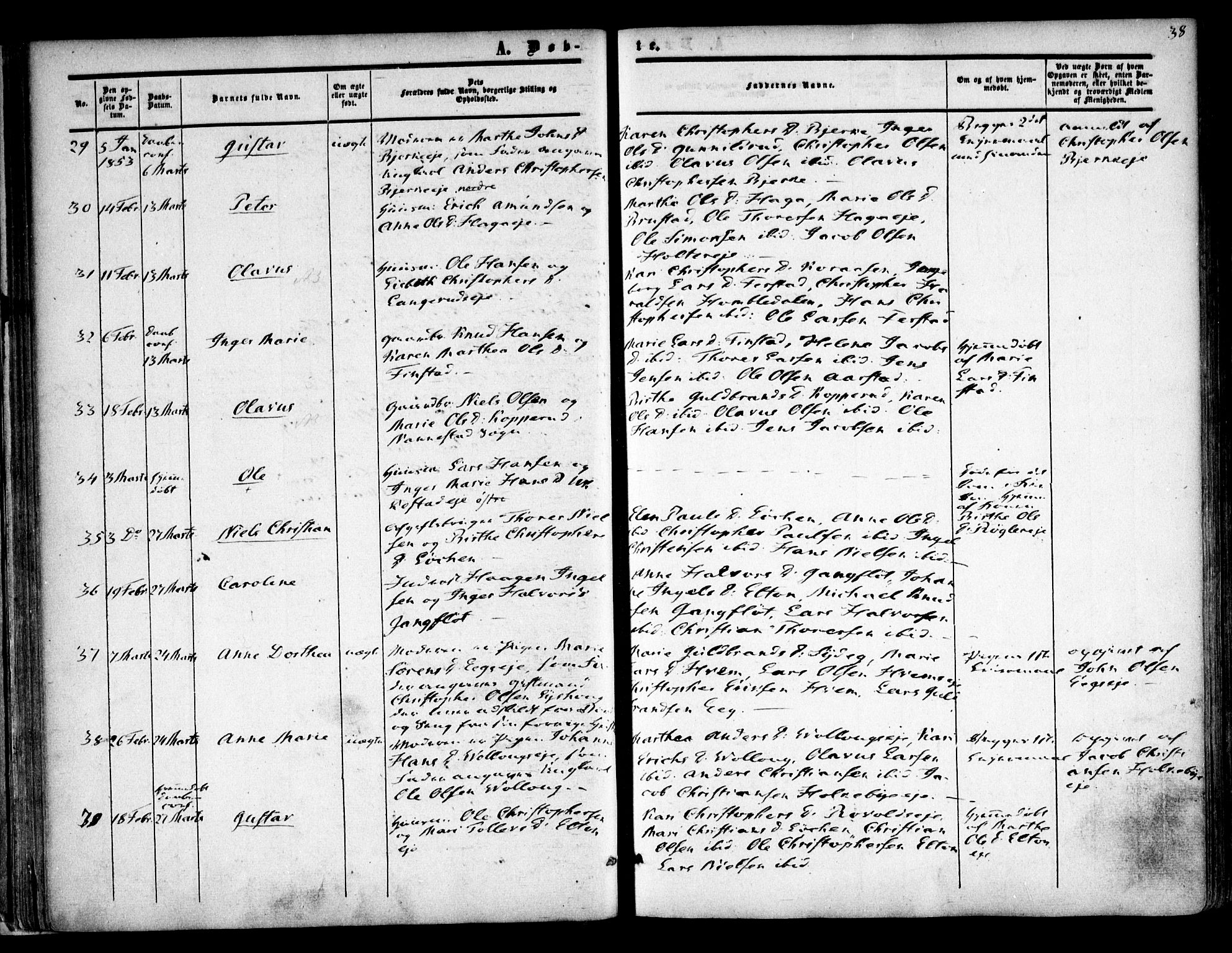 Nannestad prestekontor Kirkebøker, SAO/A-10414a/F/Fa/L0011: Parish register (official) no. I 11, 1850-1859, p. 38