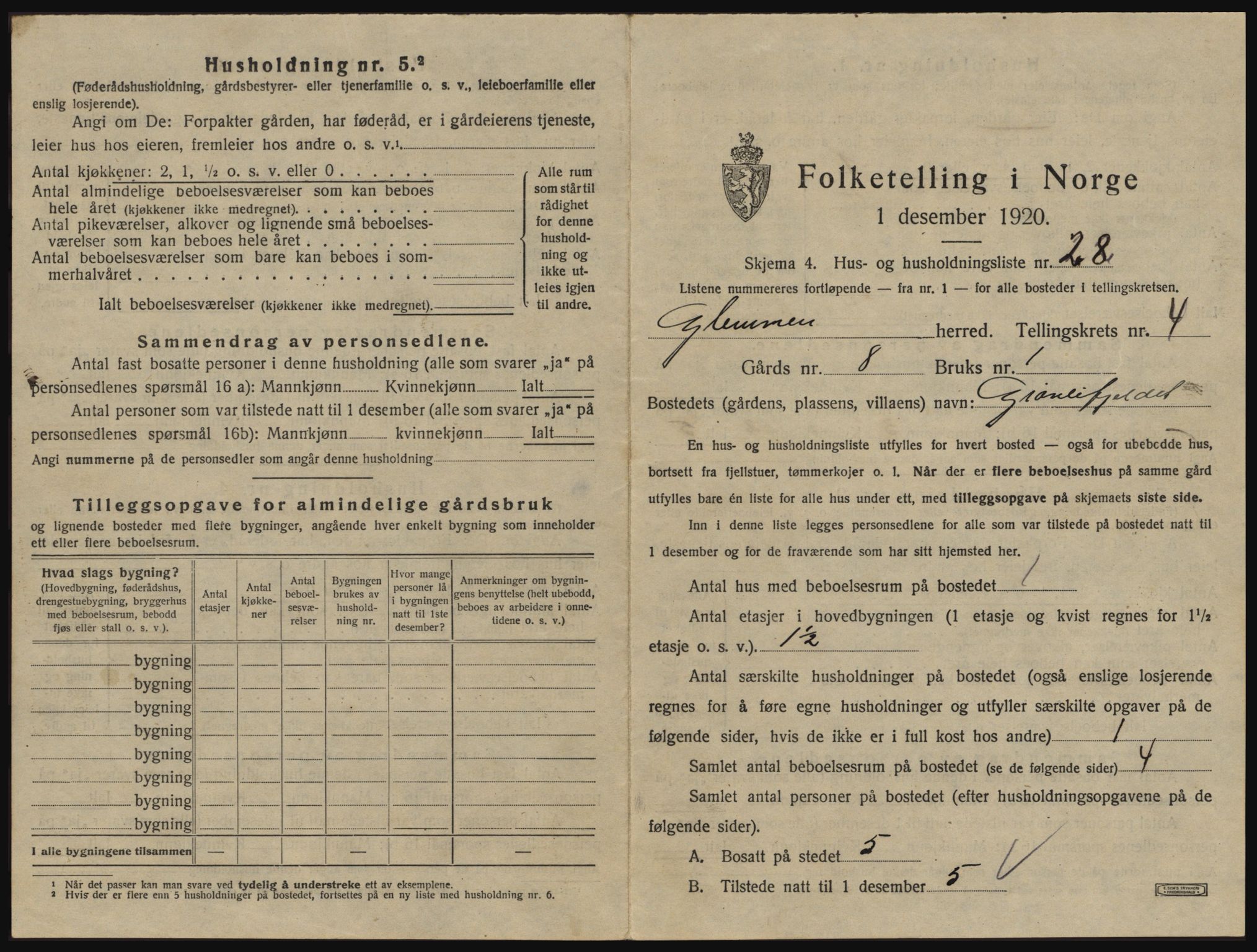 SAO, 1920 census for Glemmen, 1920, p. 1513