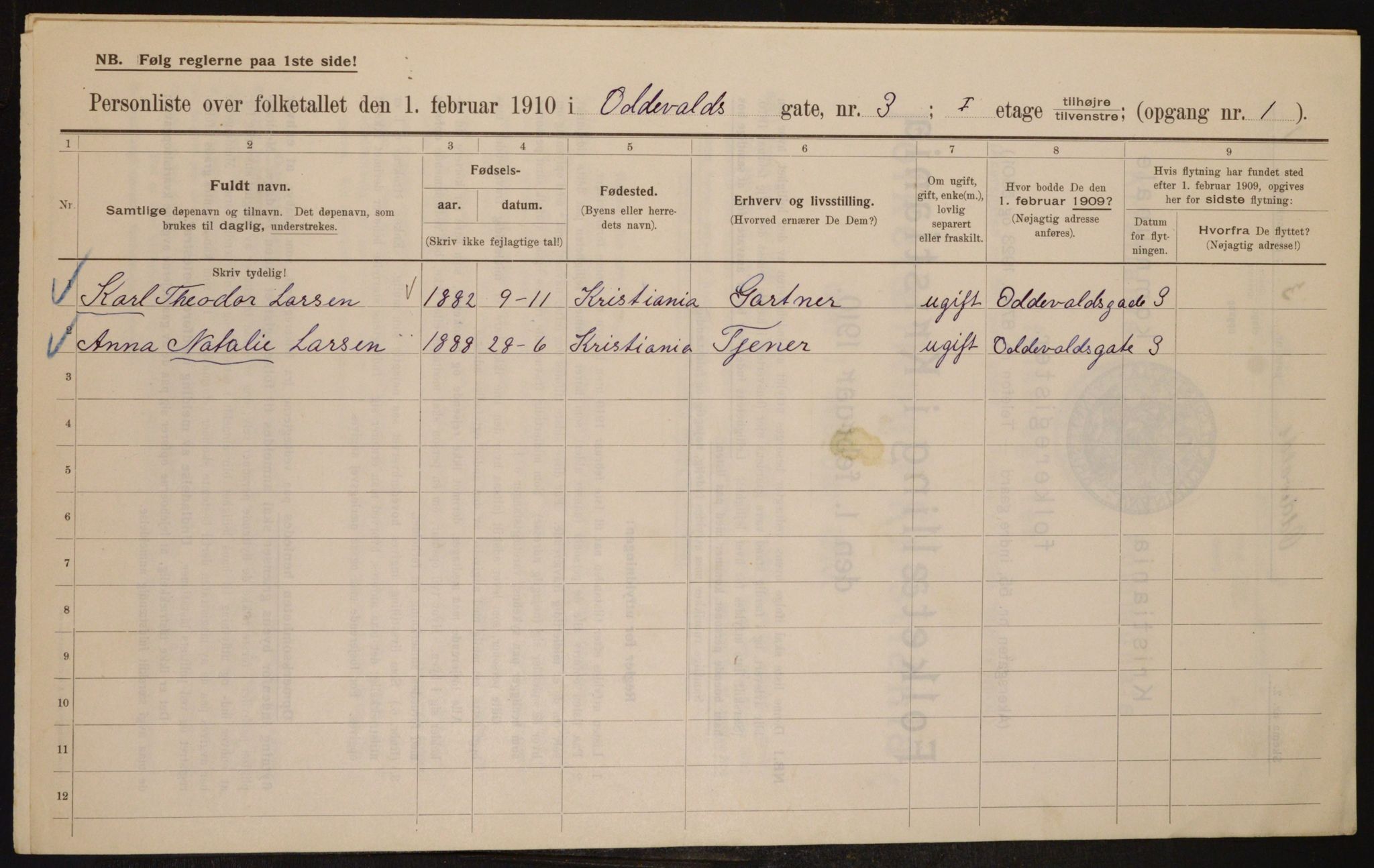 OBA, Municipal Census 1910 for Kristiania, 1910, p. 71863