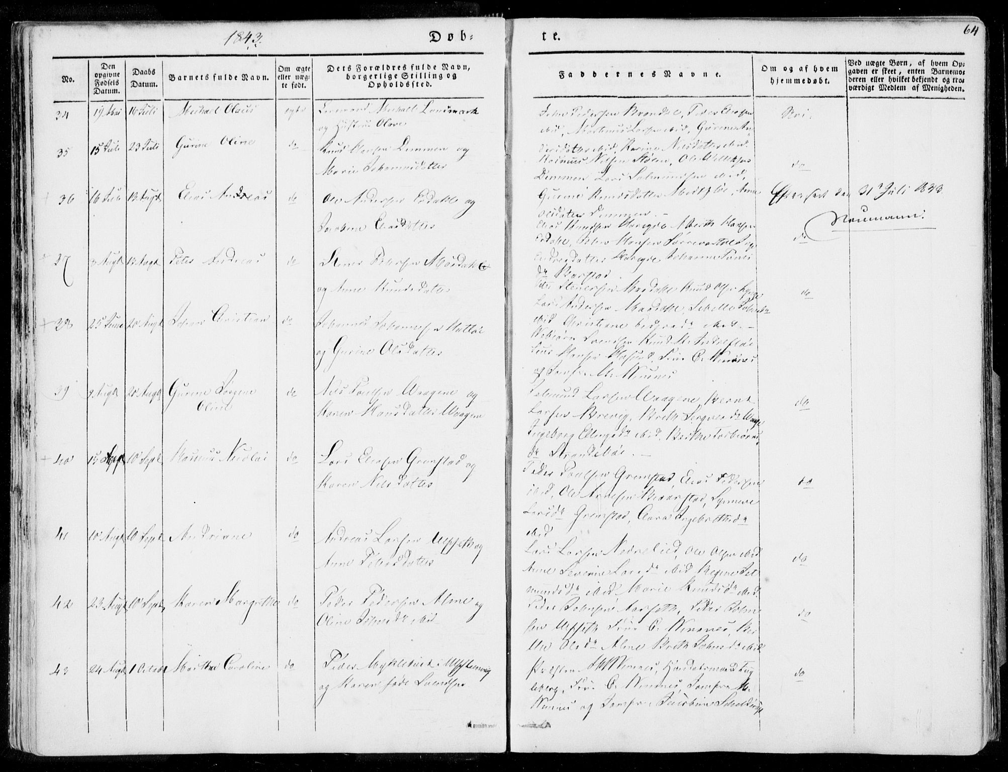 Ministerialprotokoller, klokkerbøker og fødselsregistre - Møre og Romsdal, AV/SAT-A-1454/509/L0104: Parish register (official) no. 509A02, 1833-1847, p. 64