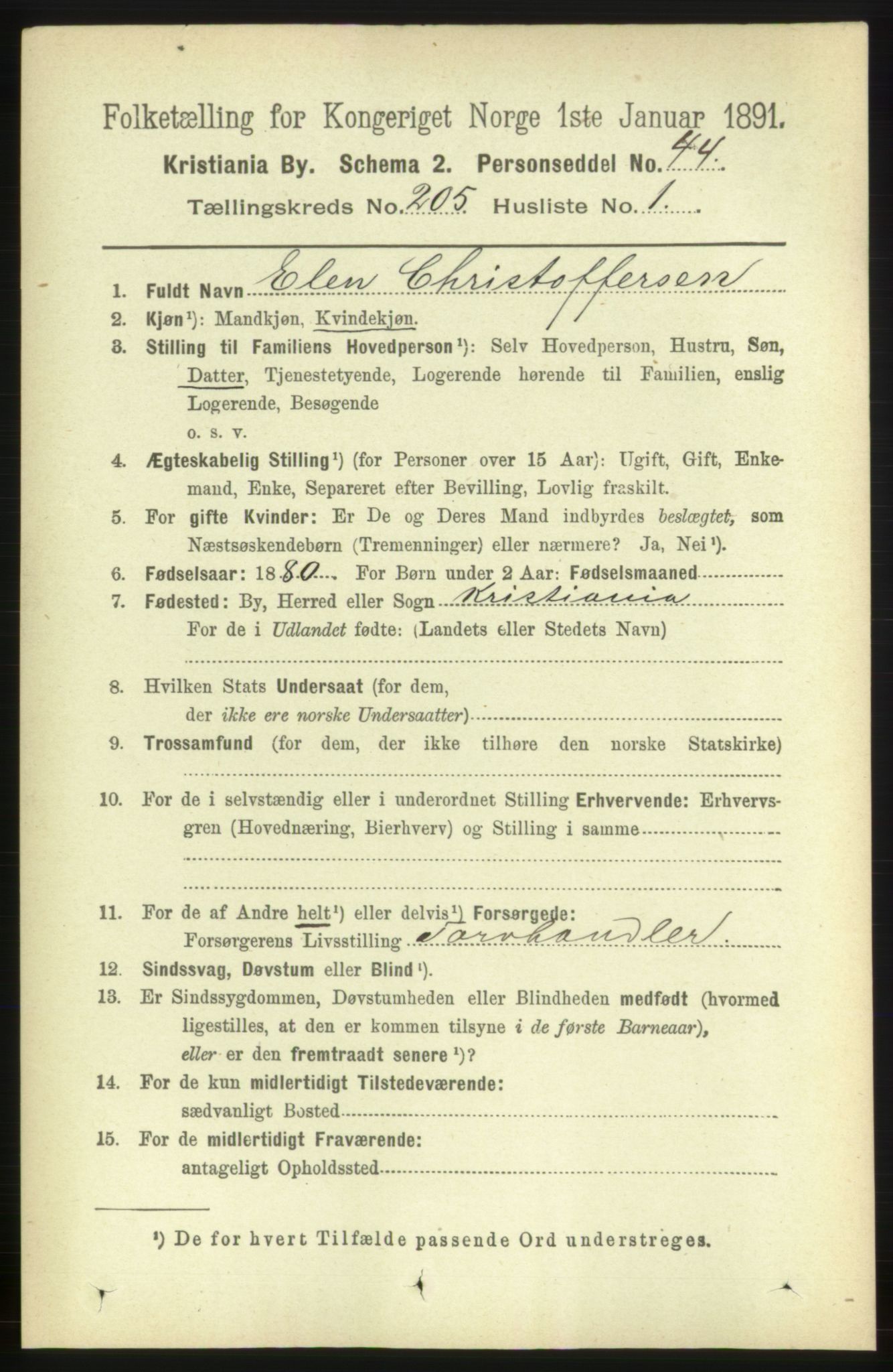 RA, 1891 census for 0301 Kristiania, 1891, p. 123373