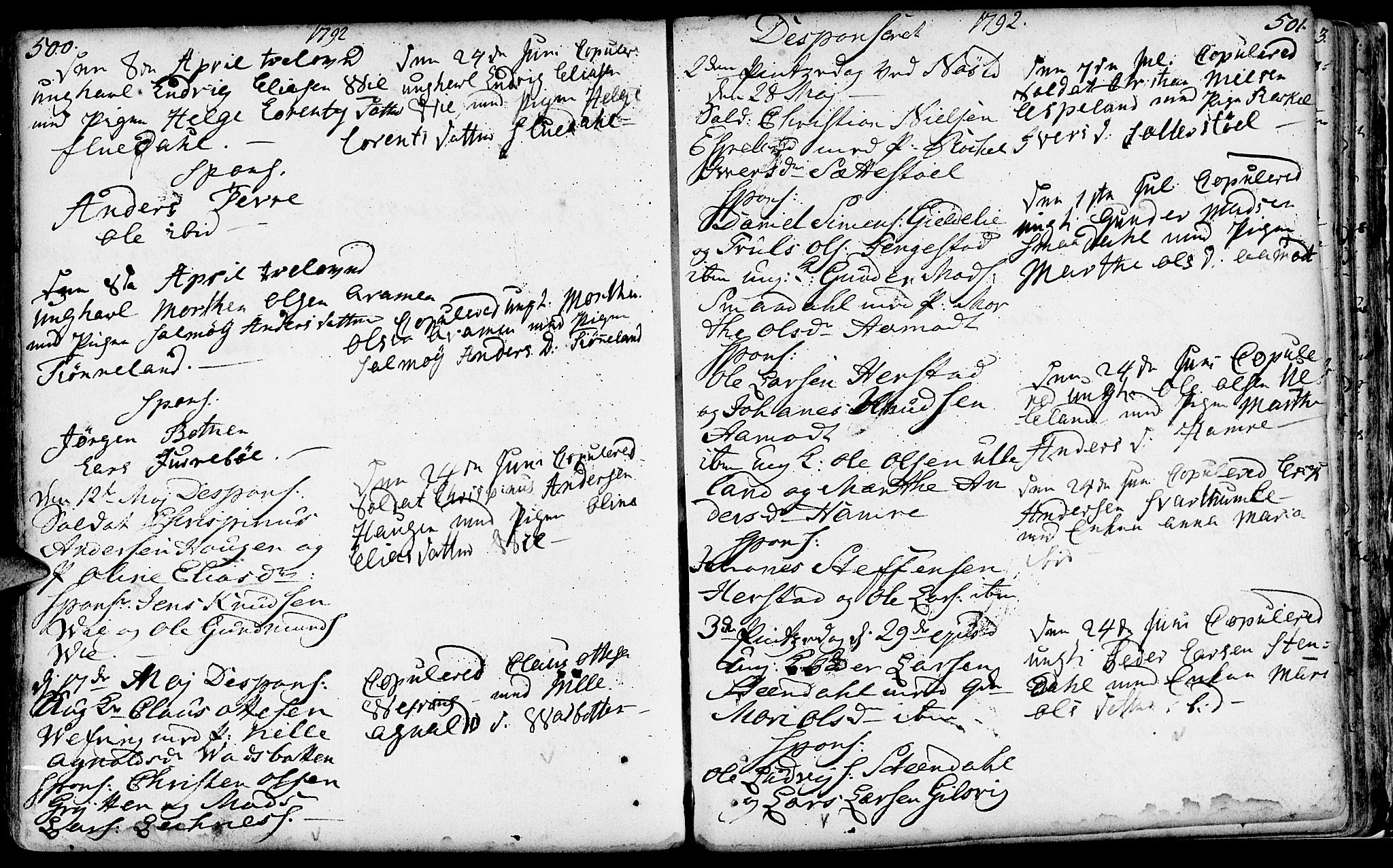 Førde sokneprestembete, AV/SAB-A-79901/H/Haa/Haaa/L0004: Parish register (official) no. A 4, 1781-1803, p. 500-501