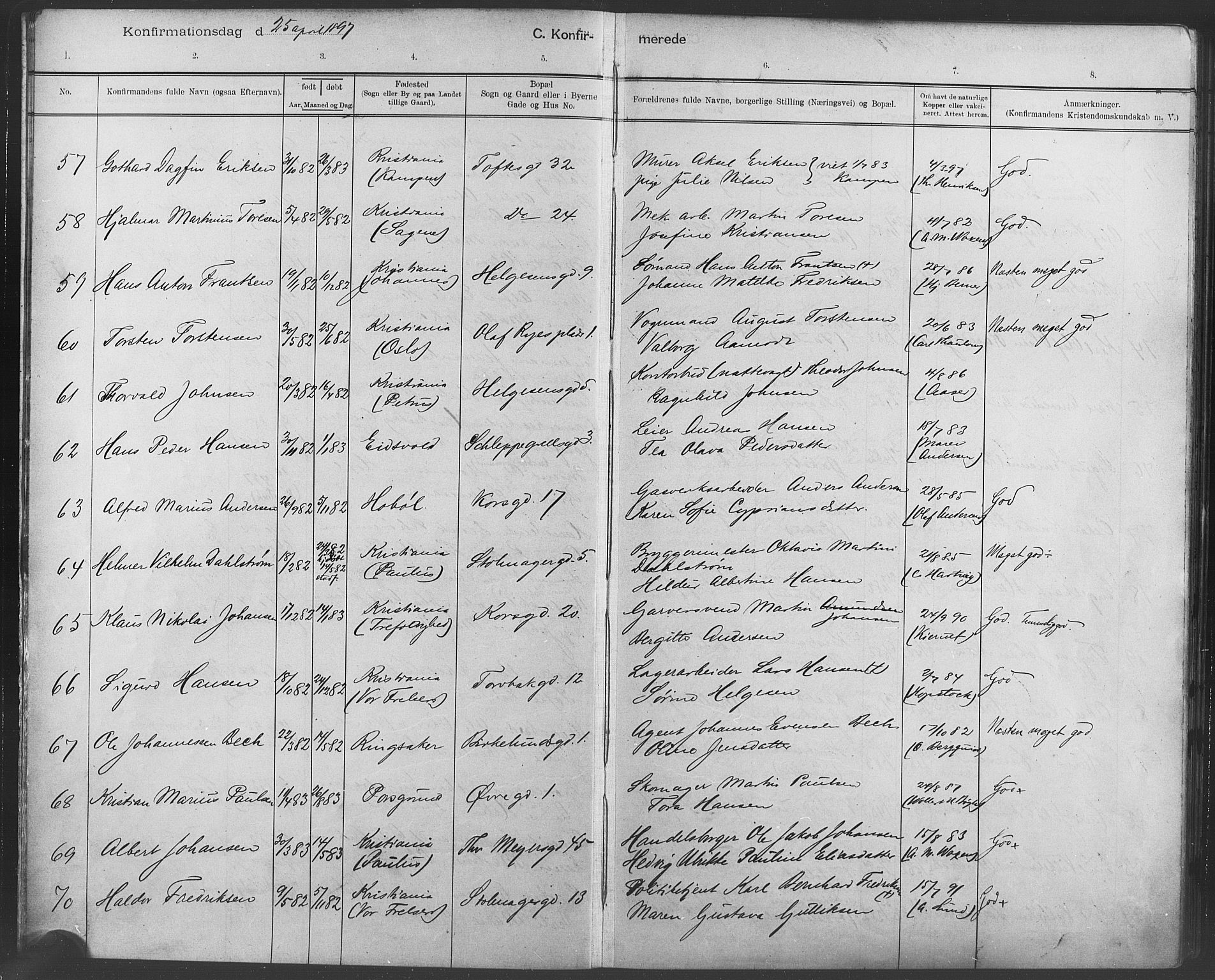 Paulus prestekontor Kirkebøker, AV/SAO-A-10871/F/Fa/L0007: Parish register (official) no. 7, 1897-1915