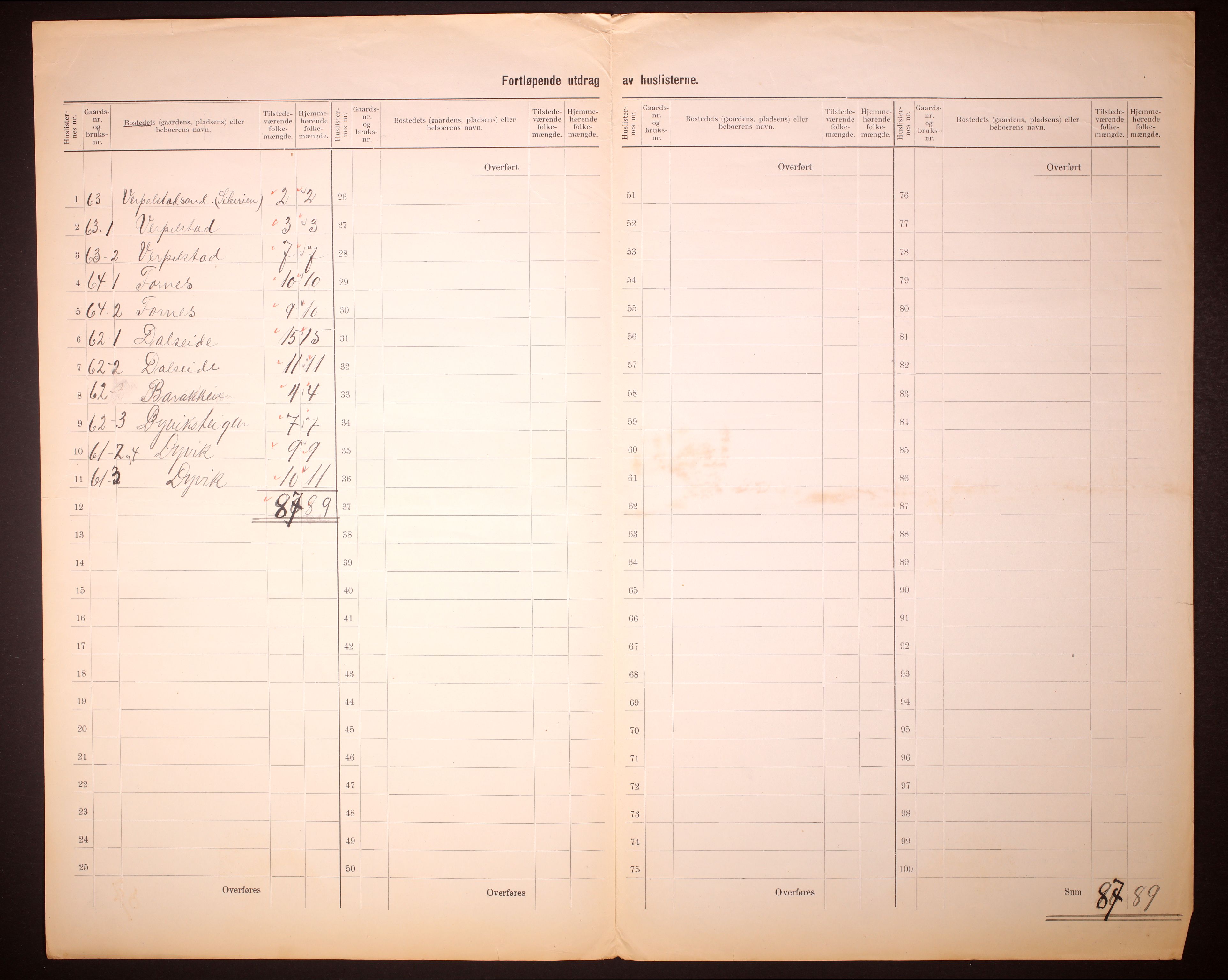 RA, 1910 census for Bruvik, 1910, p. 50