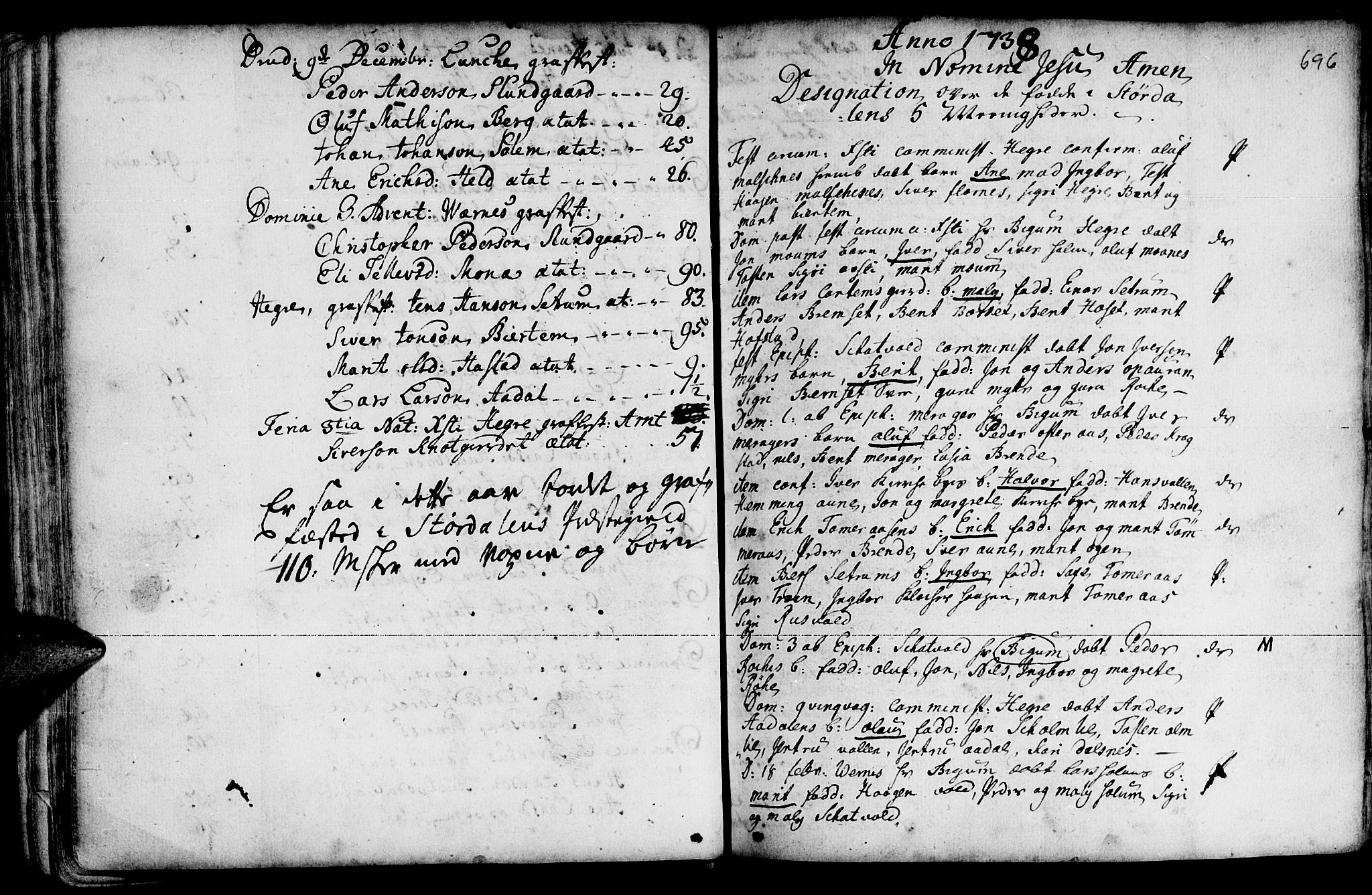 Ministerialprotokoller, klokkerbøker og fødselsregistre - Nord-Trøndelag, SAT/A-1458/709/L0055: Parish register (official) no. 709A03, 1730-1739, p. 695-696