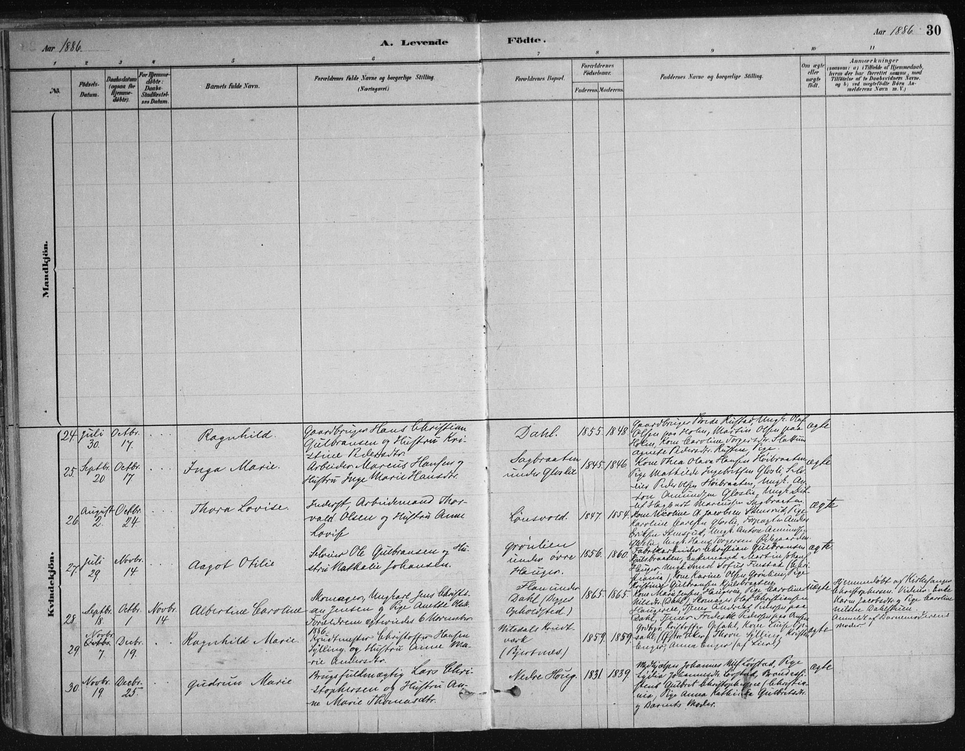 Nittedal prestekontor Kirkebøker, AV/SAO-A-10365a/F/Fa/L0007: Parish register (official) no. I 7, 1879-1901, p. 30