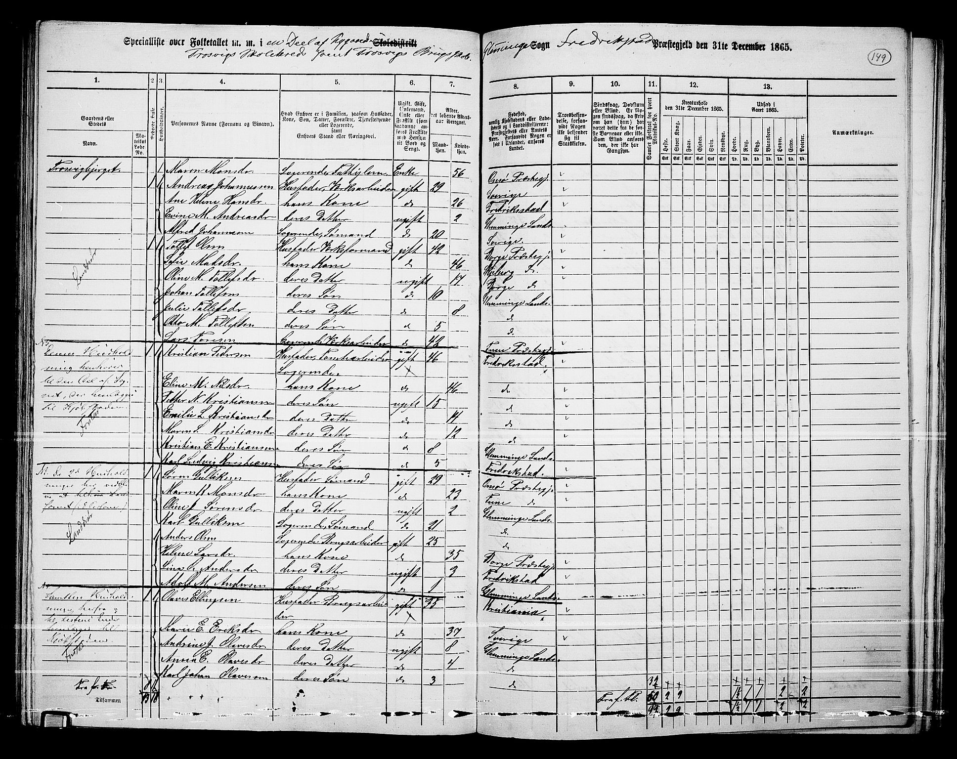 RA, 1865 census for Fredrikstad/Glemmen, 1865, p. 141