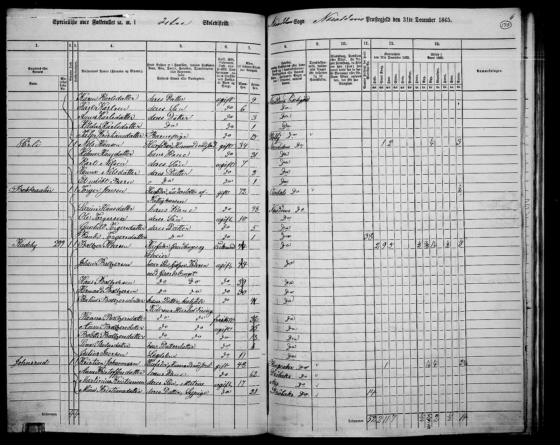 RA, 1865 census for Nesodden, 1865, p. 12