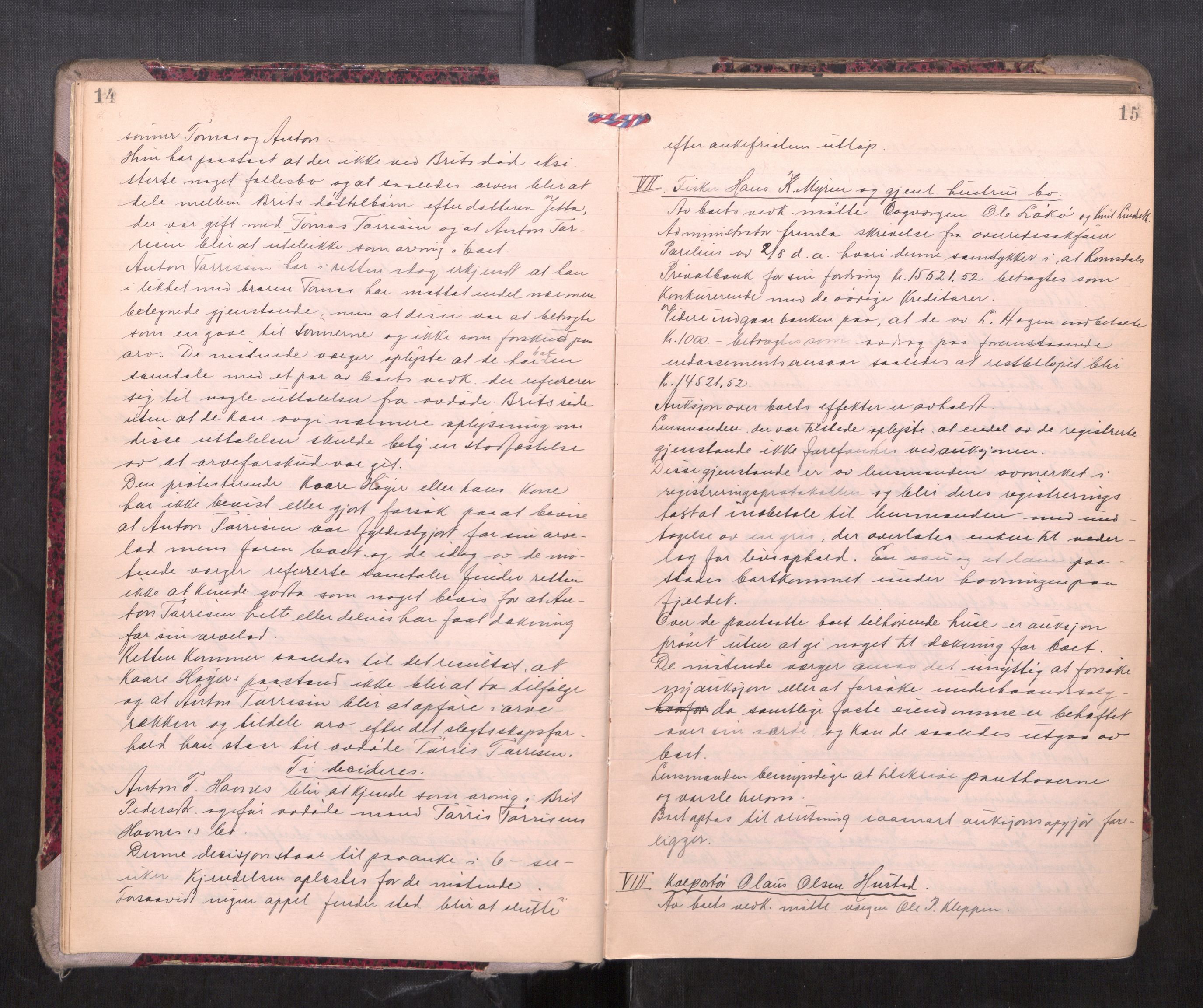 Romsdal sorenskriveri, AV/SAT-A-4149/1/3/3B/L0010: Skiftebehandlingsprotokoll, 1923-1925, p. 14-15