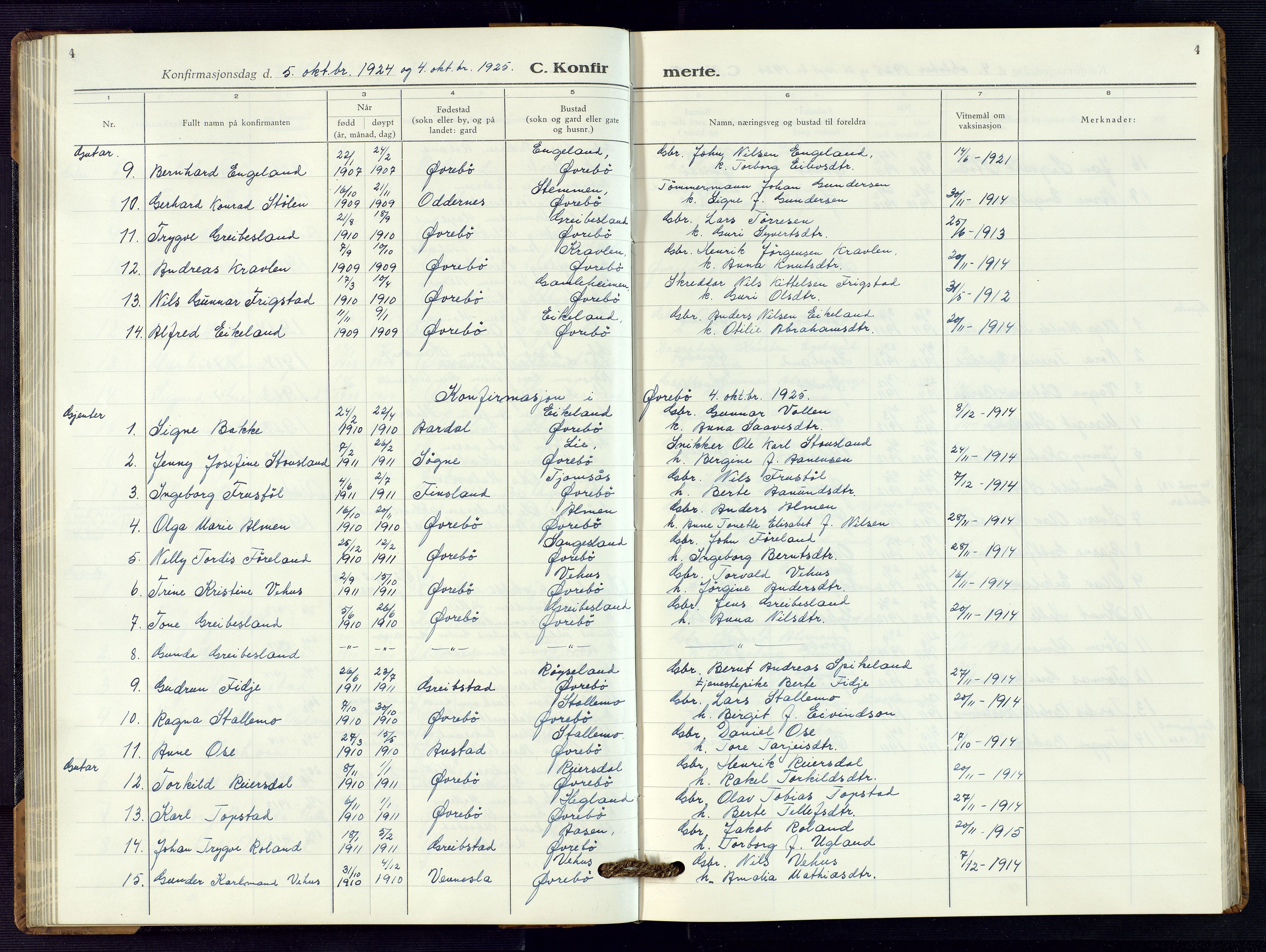 Vennesla sokneprestkontor, AV/SAK-1111-0045/Fb/Fbc/L0004: Parish register (copy) no. B 4, 1921-1972, p. 4