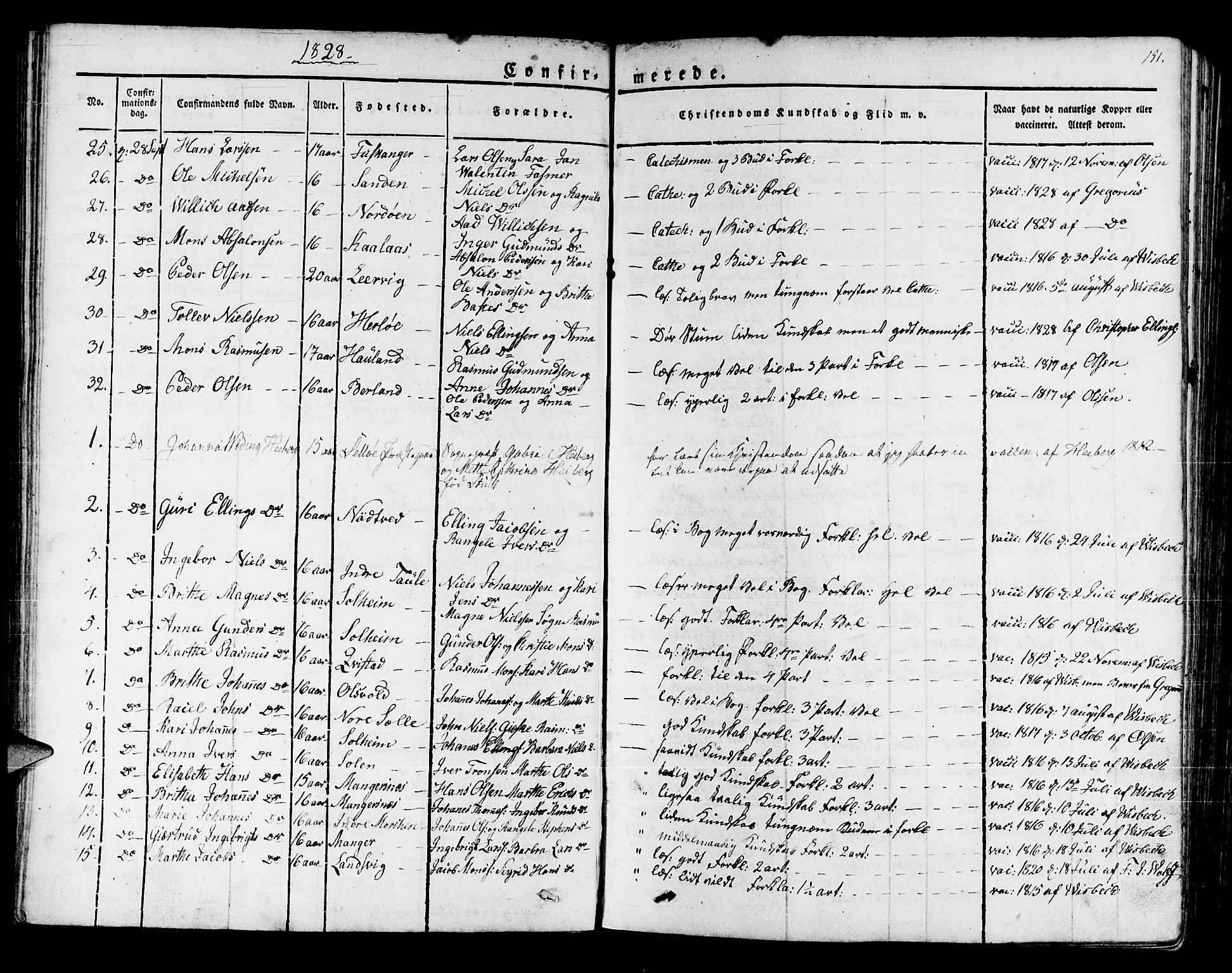 Manger sokneprestembete, SAB/A-76801/H/Haa: Parish register (official) no. A 4, 1824-1838, p. 151