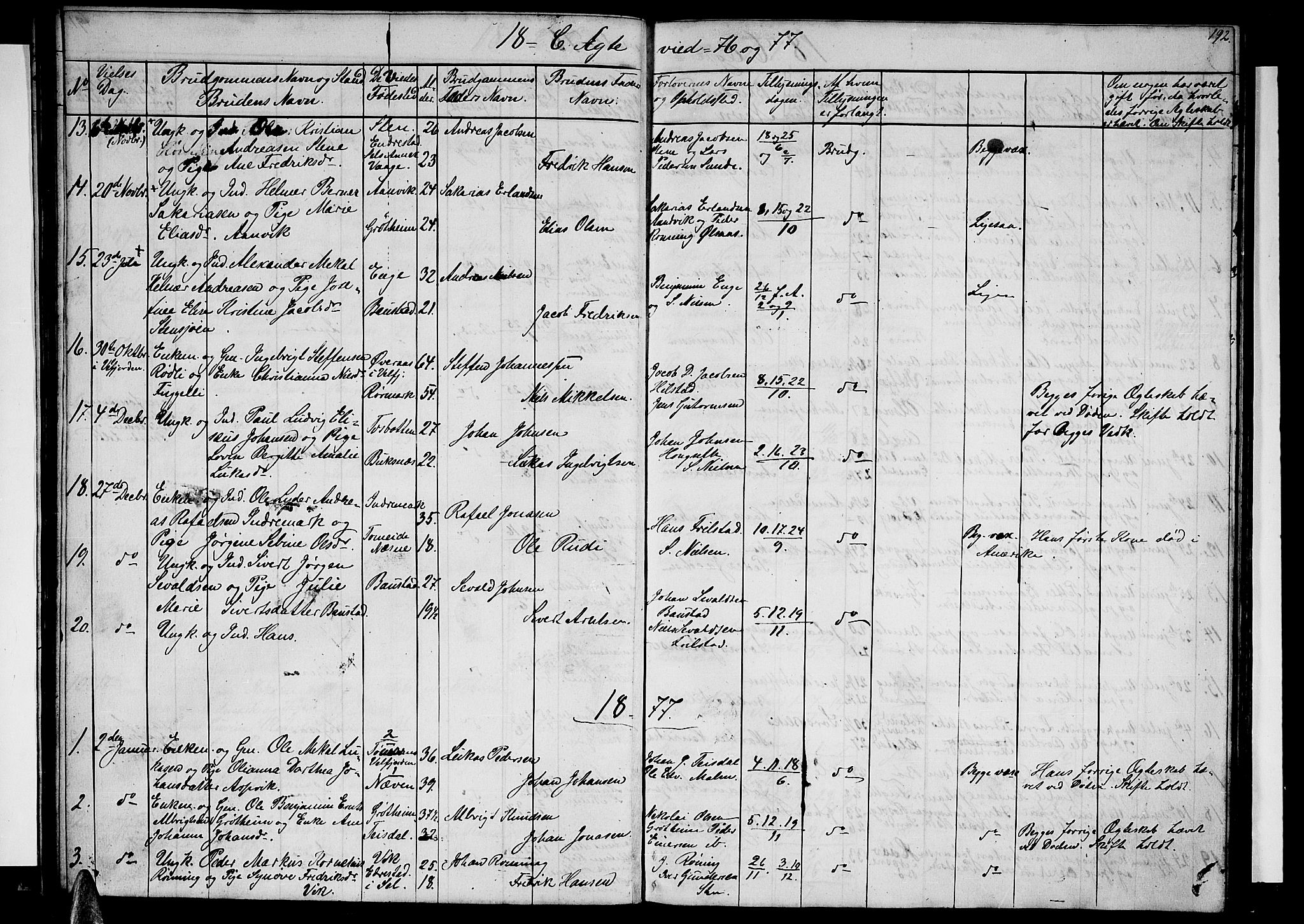 Ministerialprotokoller, klokkerbøker og fødselsregistre - Nordland, AV/SAT-A-1459/812/L0187: Parish register (copy) no. 812C05, 1850-1883, p. 192