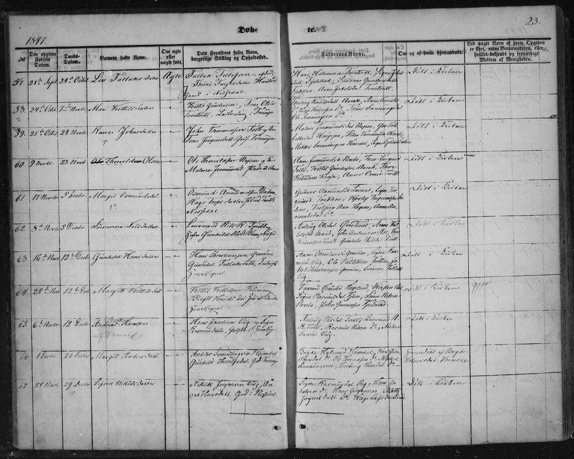 Nissedal kirkebøker, SAKO/A-288/F/Fa/L0003: Parish register (official) no. I 3, 1846-1870, p. 22-23