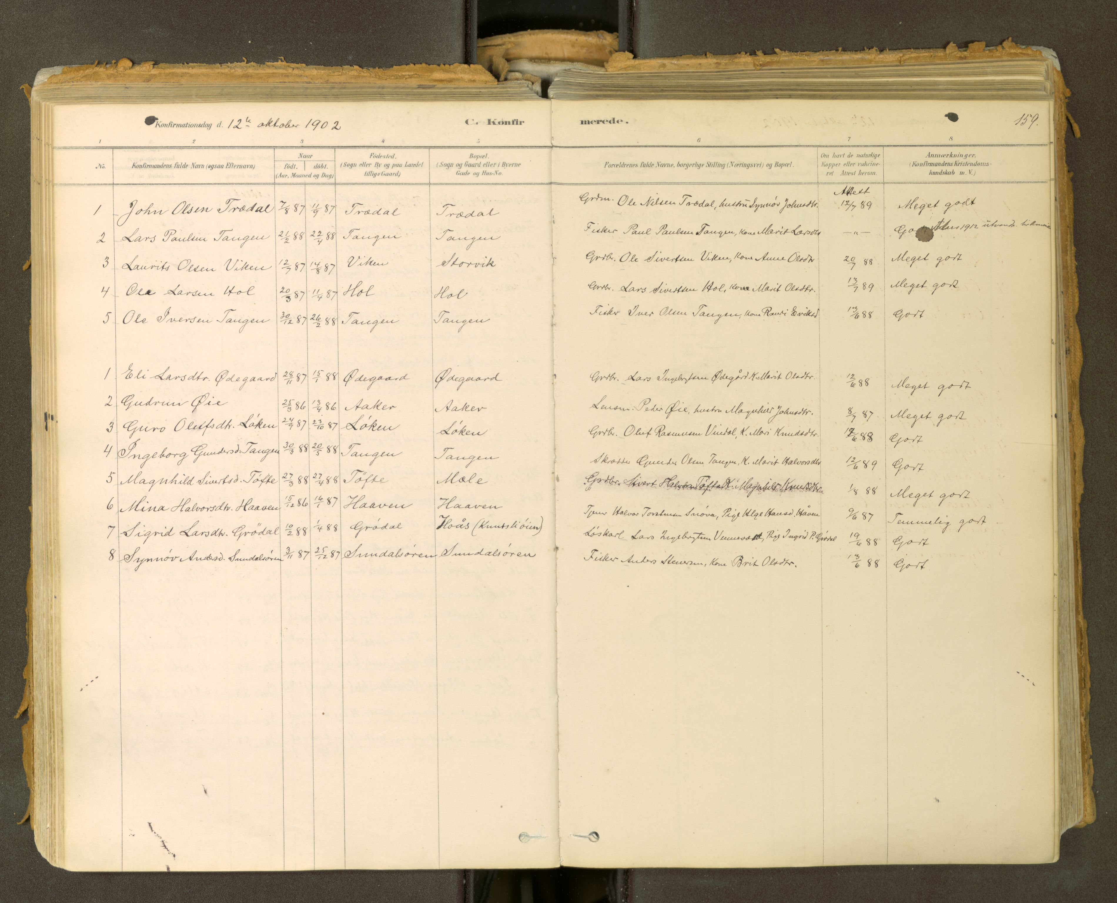 Sunndal sokneprestkontor, SAT/A-1085/1/I/I1/I1a: Parish register (official) no. 2, 1877-1914, p. 159