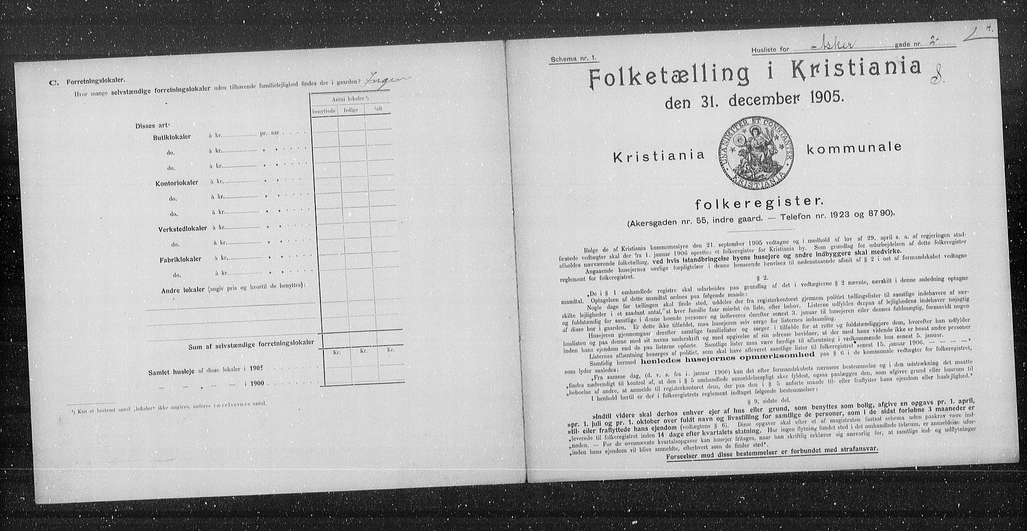 OBA, Municipal Census 1905 for Kristiania, 1905, p. 1288