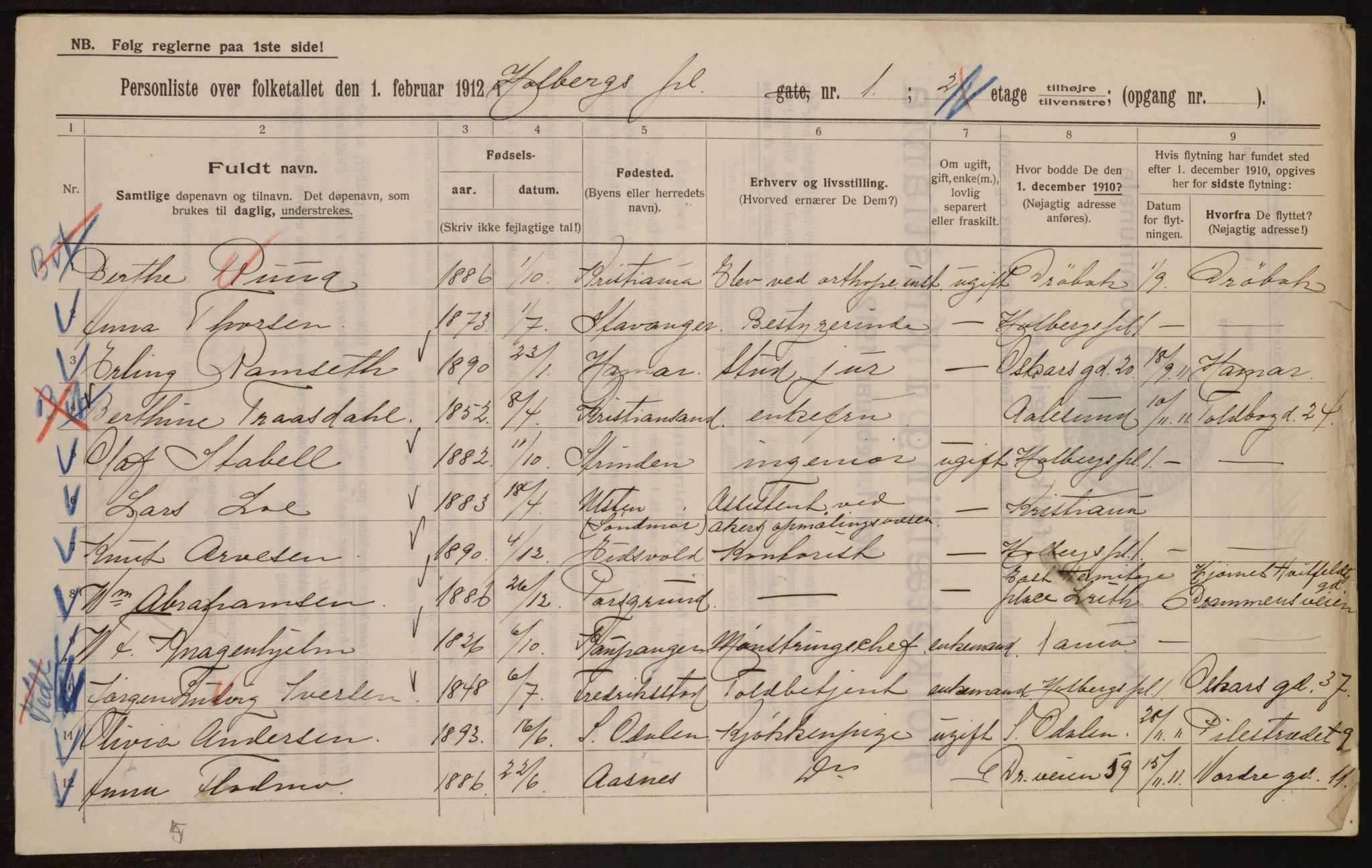 OBA, Municipal Census 1912 for Kristiania, 1912, p. 40929