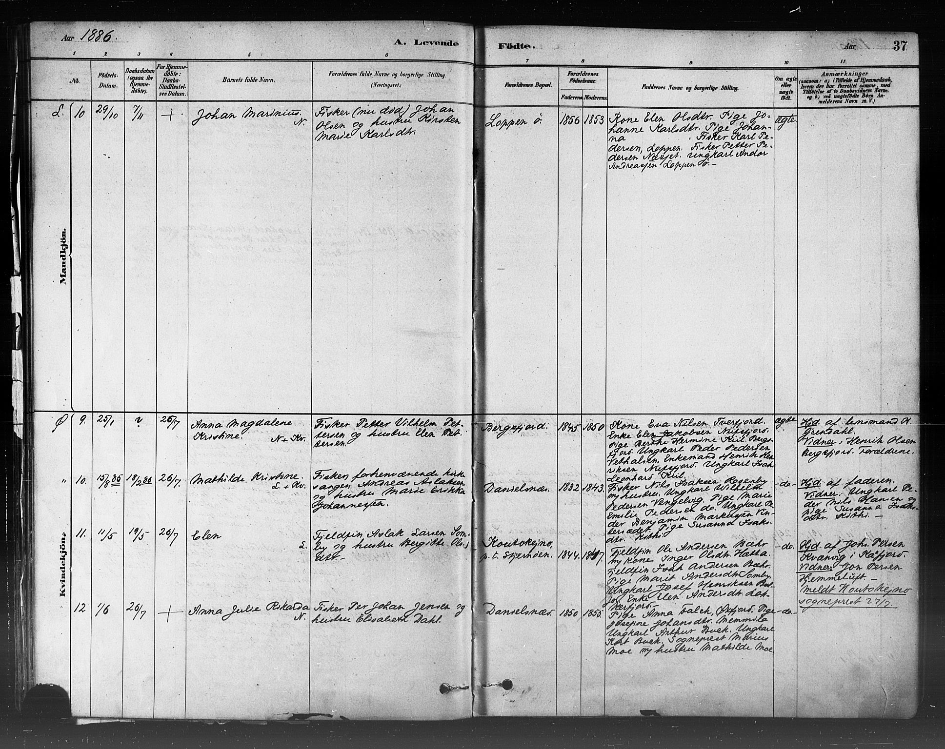 Loppa sokneprestkontor, SATØ/S-1339/H/Ha/L0006kirke: Parish register (official) no. 6, 1879-1895, p. 37